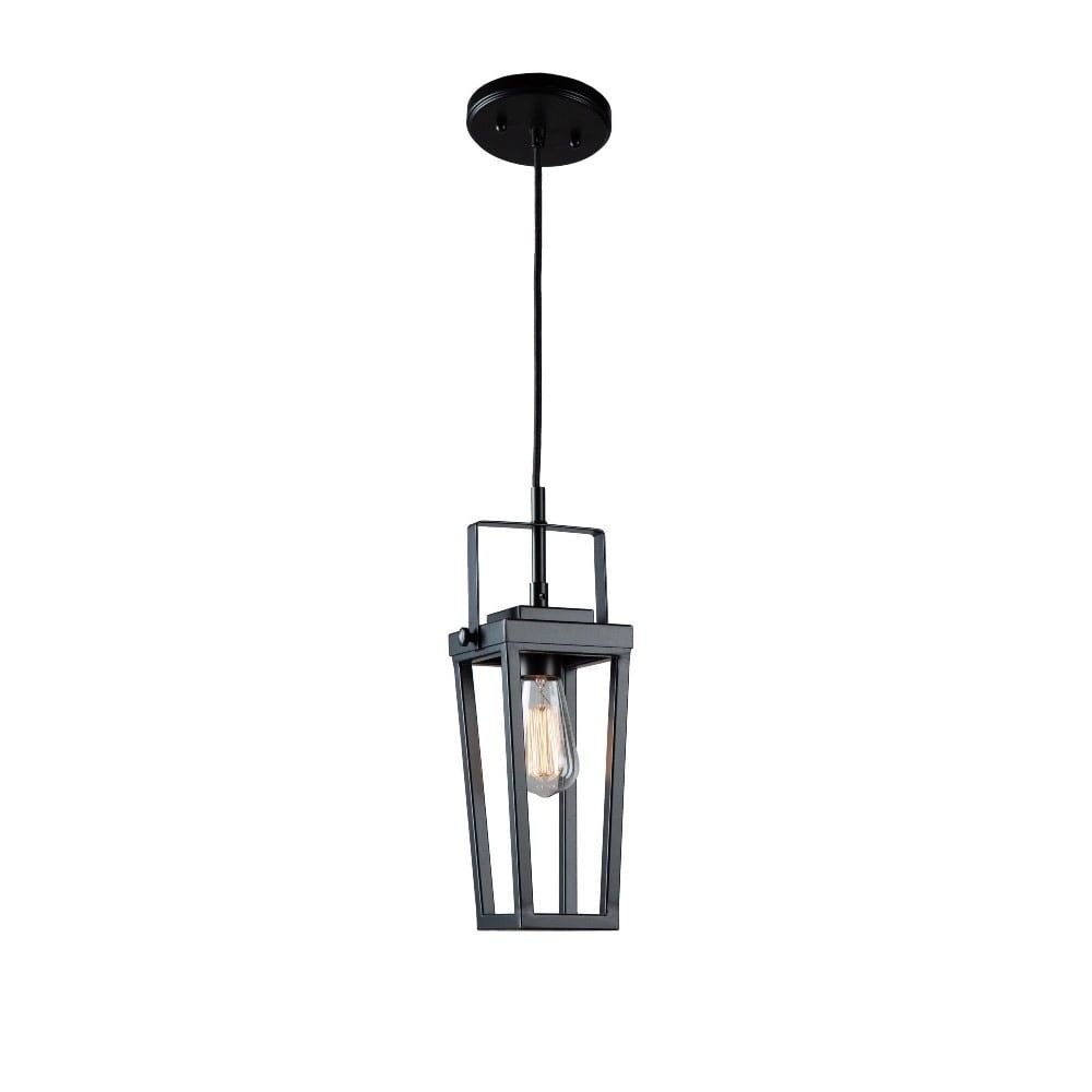 Modern Linear Black Iron Pendant with Clear Glass Shade