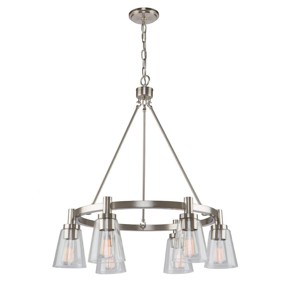 Clarence Brushed Nickel 6-Light Chandelier with Clear Glass Shades