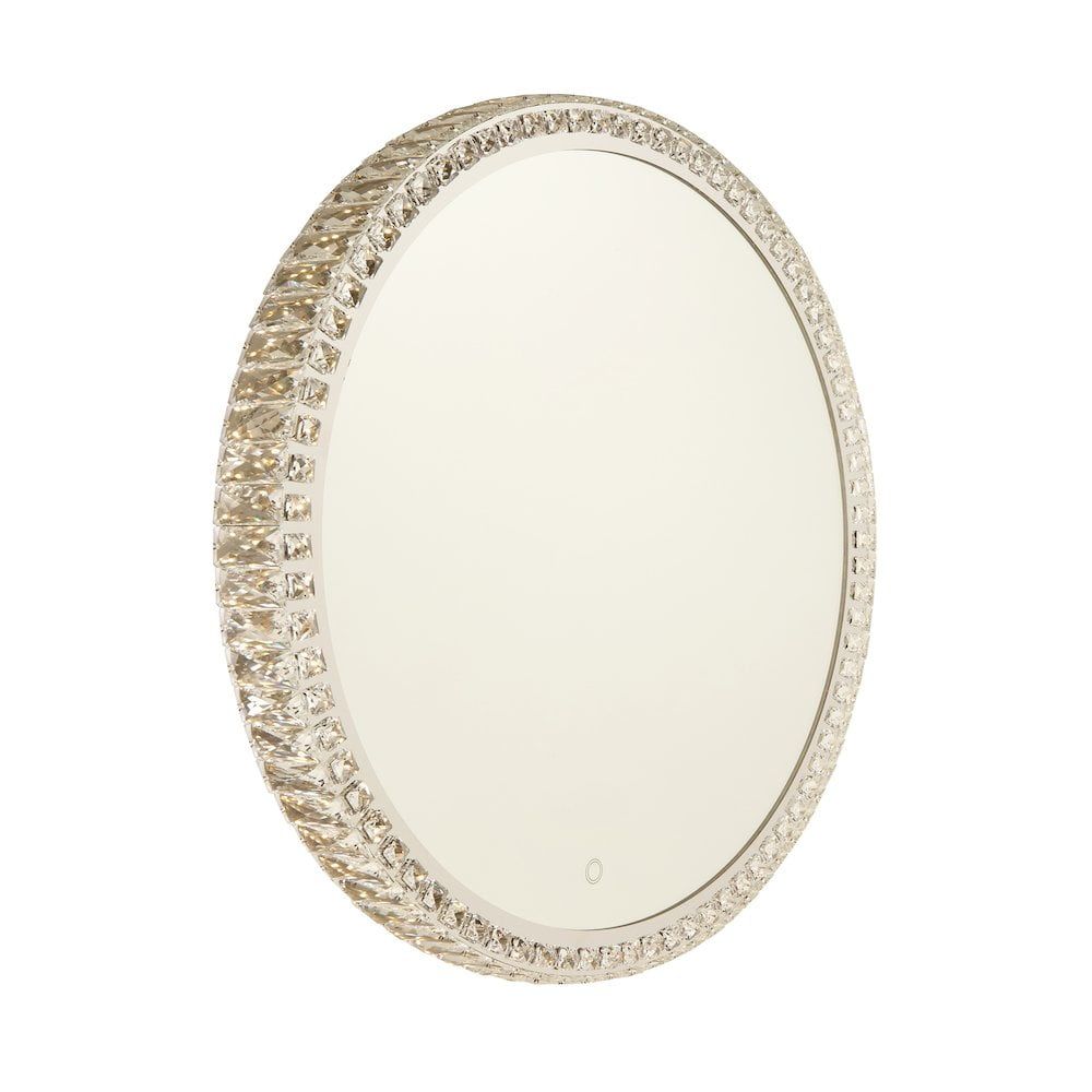 Crystal Round LED Mirror with Smart Touch Dimmer