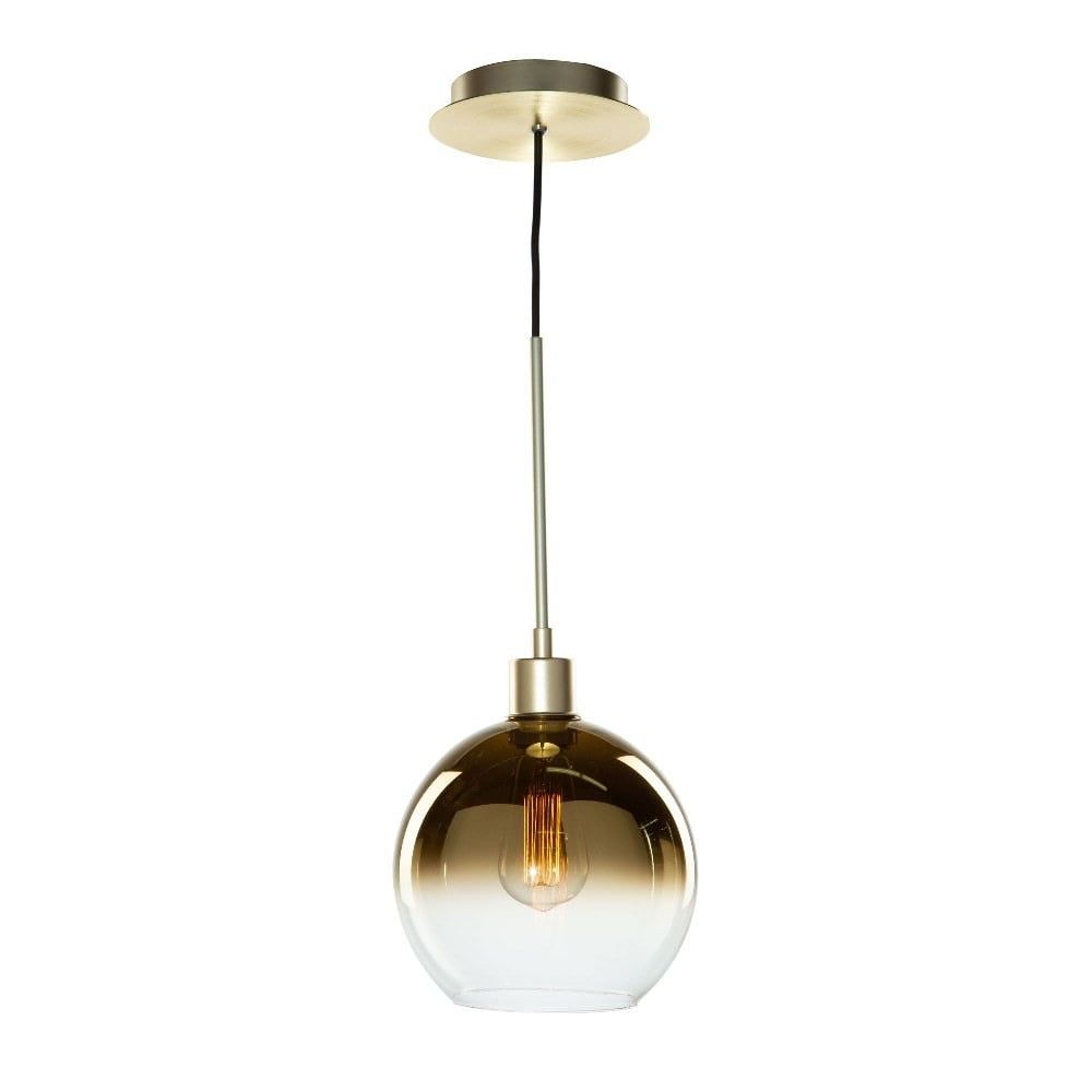 Modern Linear Gold Globe Pendant with Clear Glass Shade