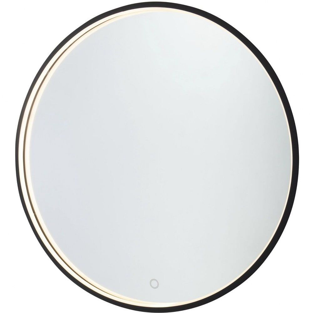 Matte Black Round LED Mirror with Touch Dimmer