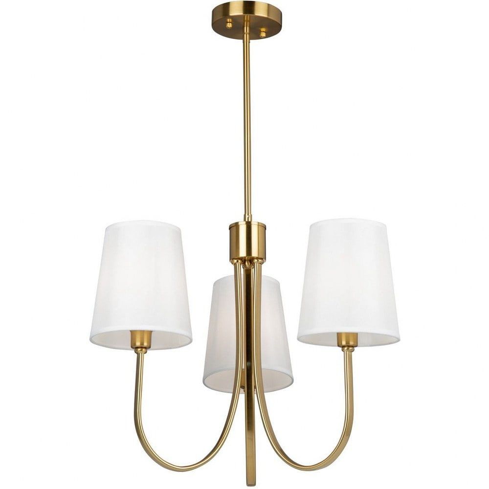 Mini Stella Crystal 3-Light Chandelier with Linen Shade in Brushed Gold