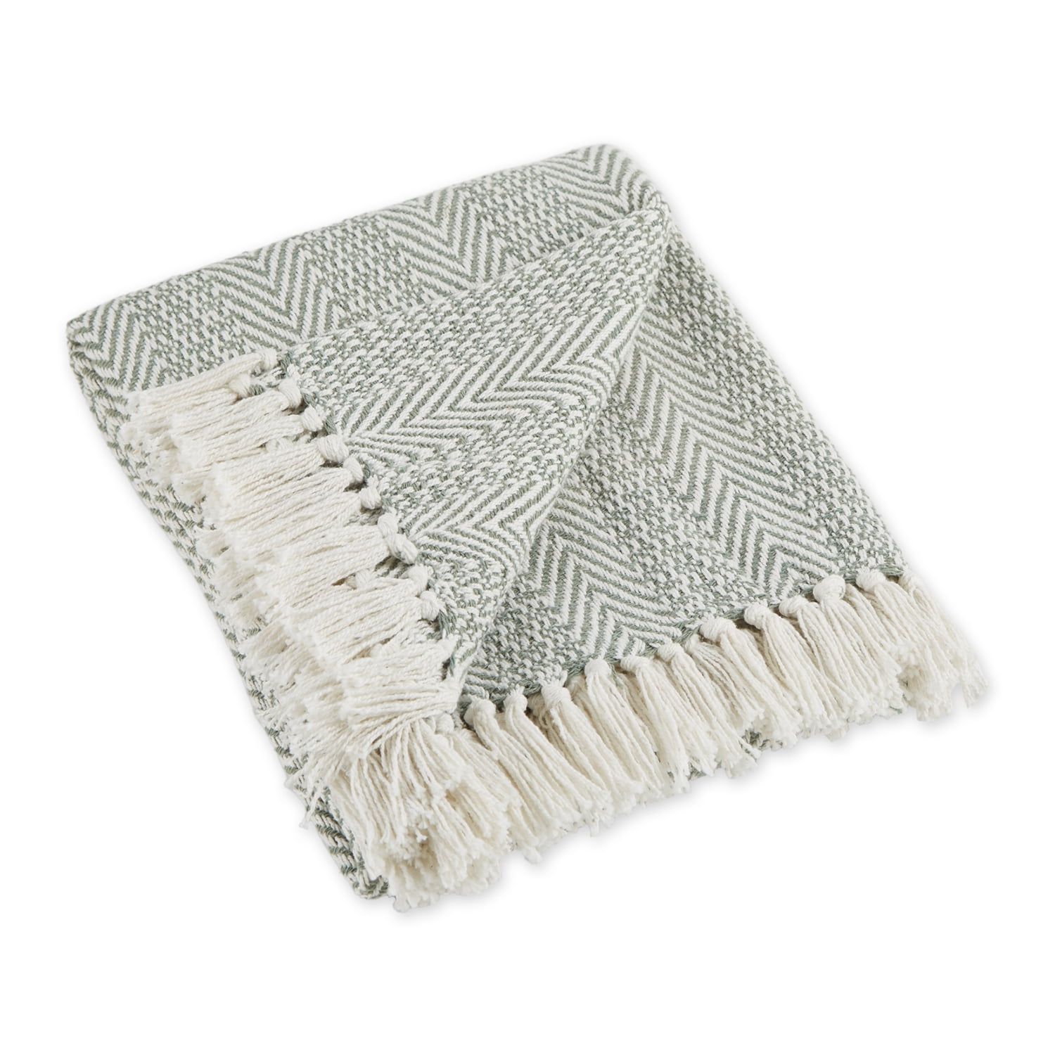 Artichoke Herringbone 100% Cotton 50x60 Throw with Fringe