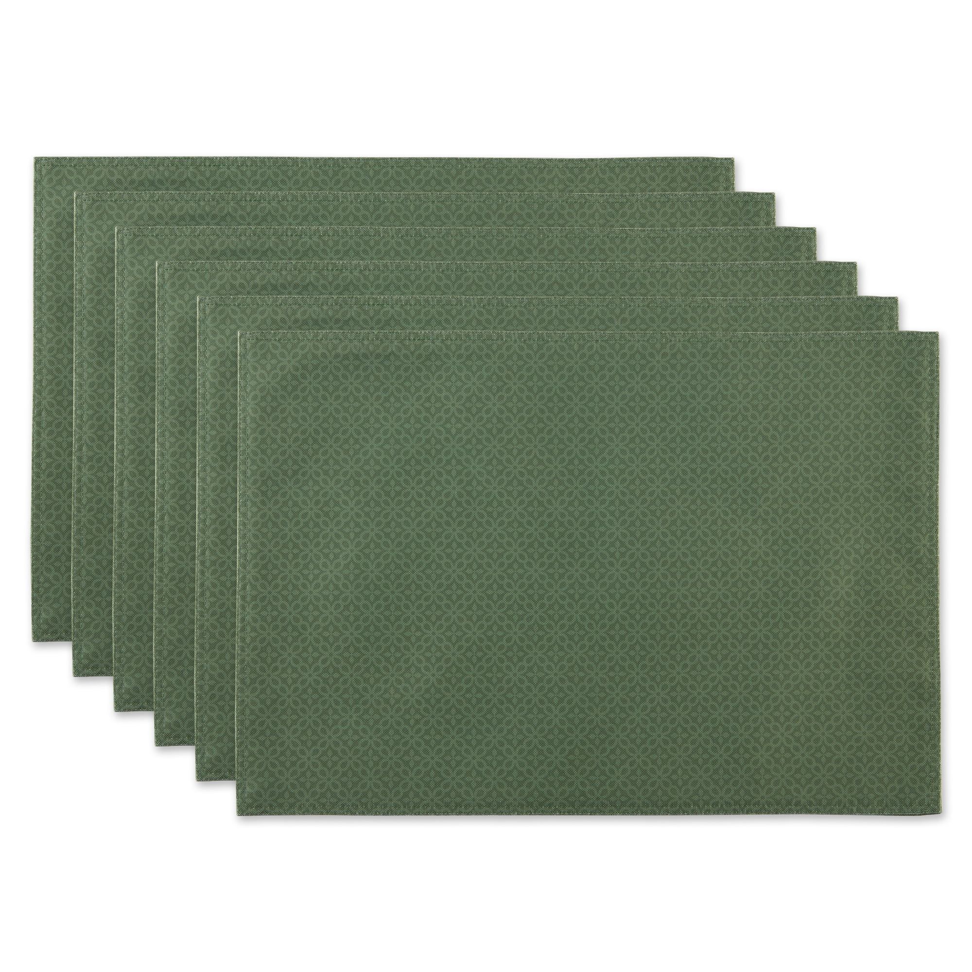 Green Tonal Lattice Outdoor Fabric Placemat Set, 6 Piece