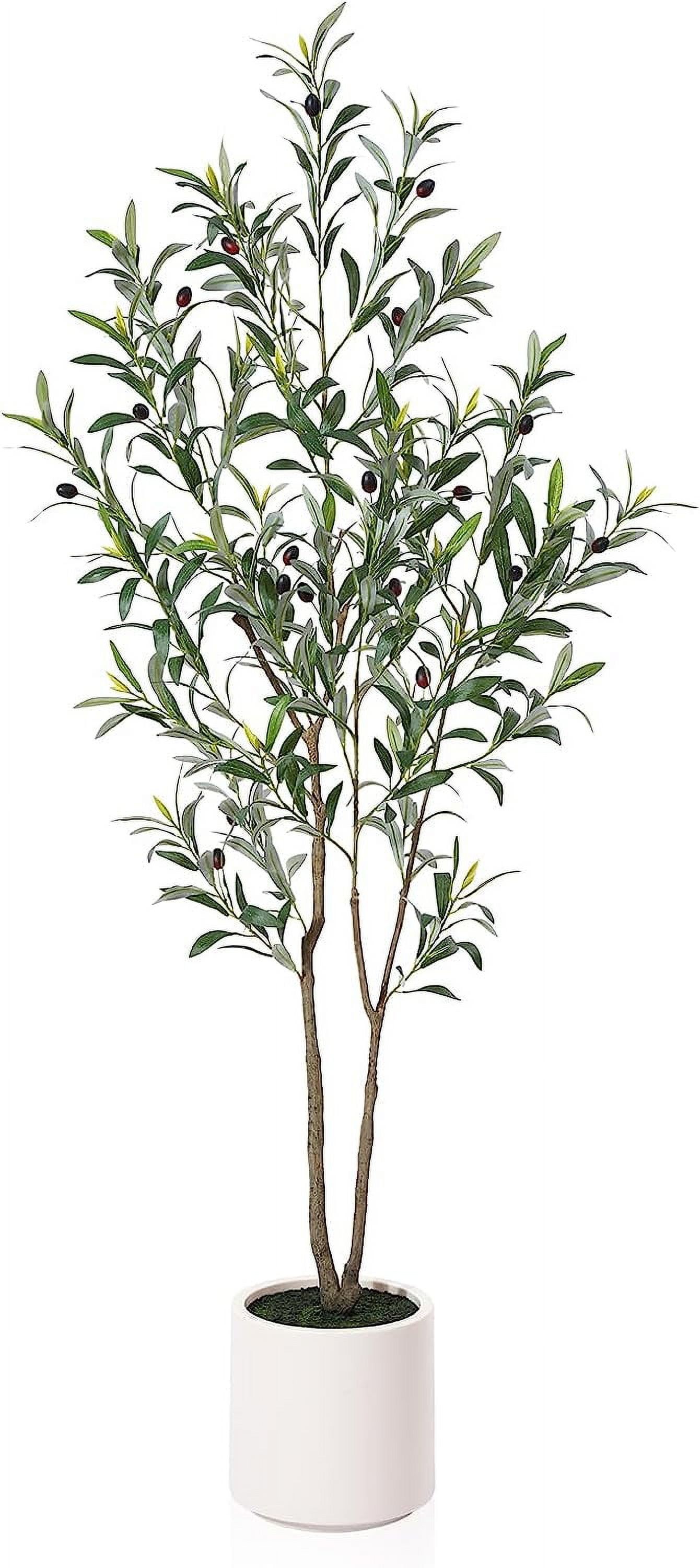 5 ft Artificial Olive Tree with White Planter