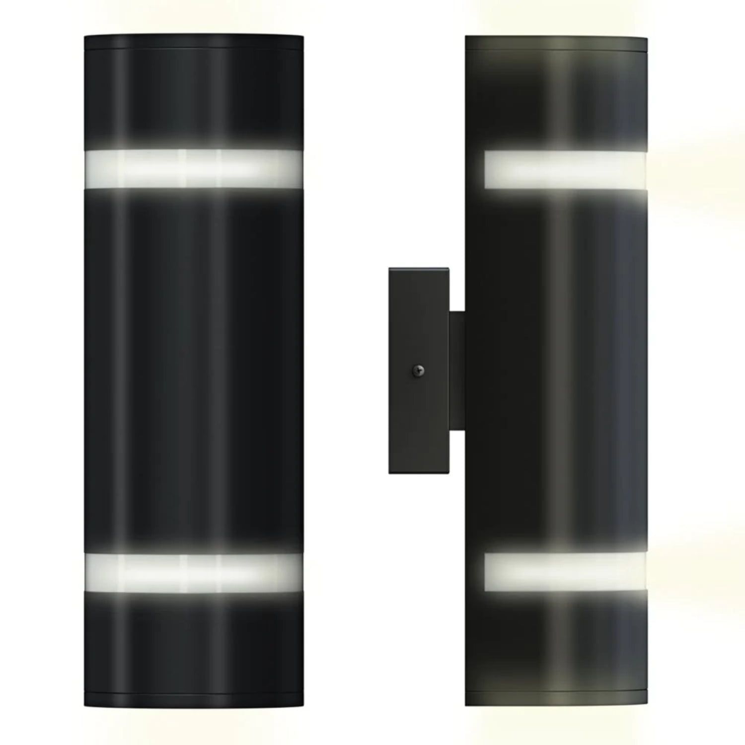 Black Stainless Steel Medium Cylinder Outdoor Sconce