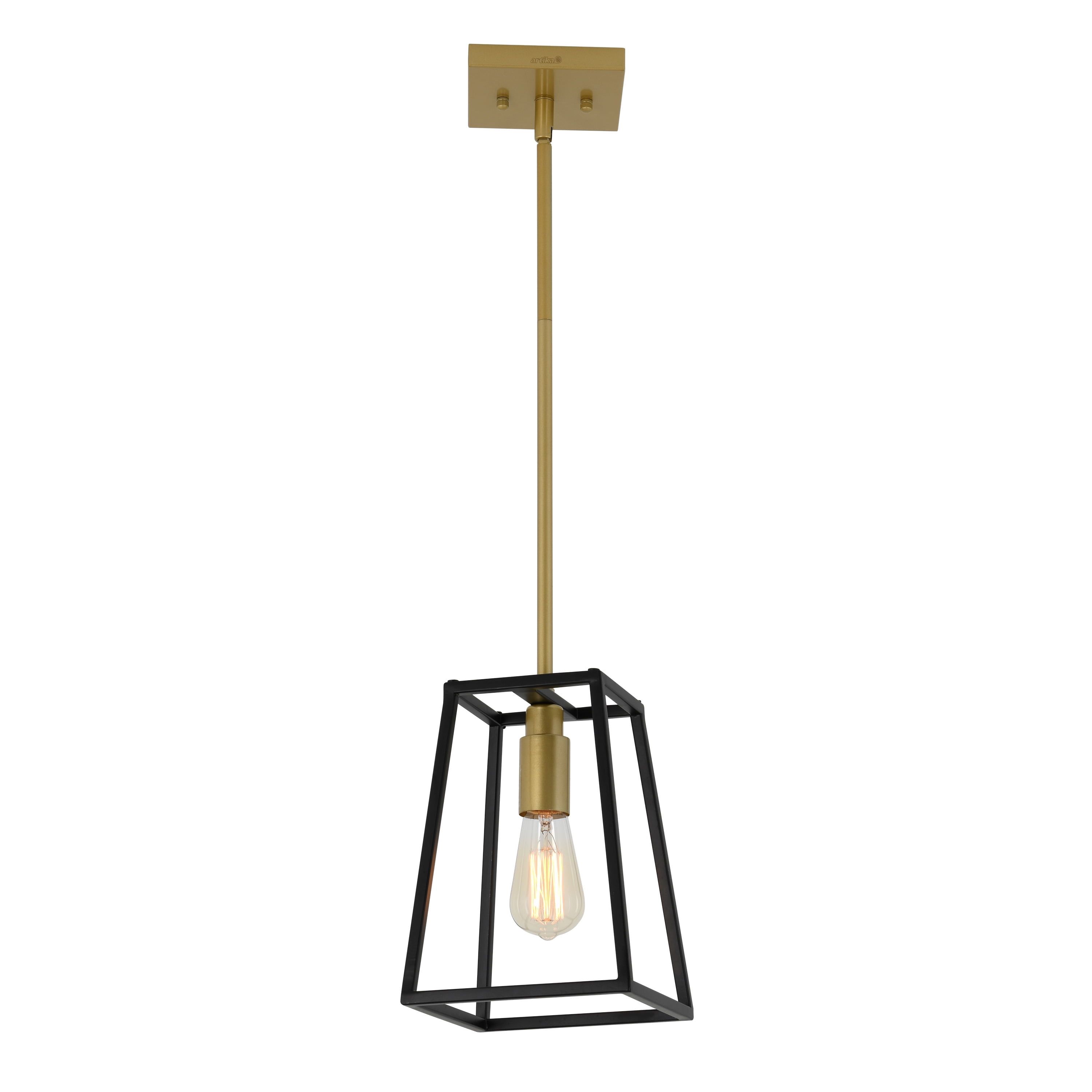 Carter 1 Modern Mini Pendant Light in Black and Gold