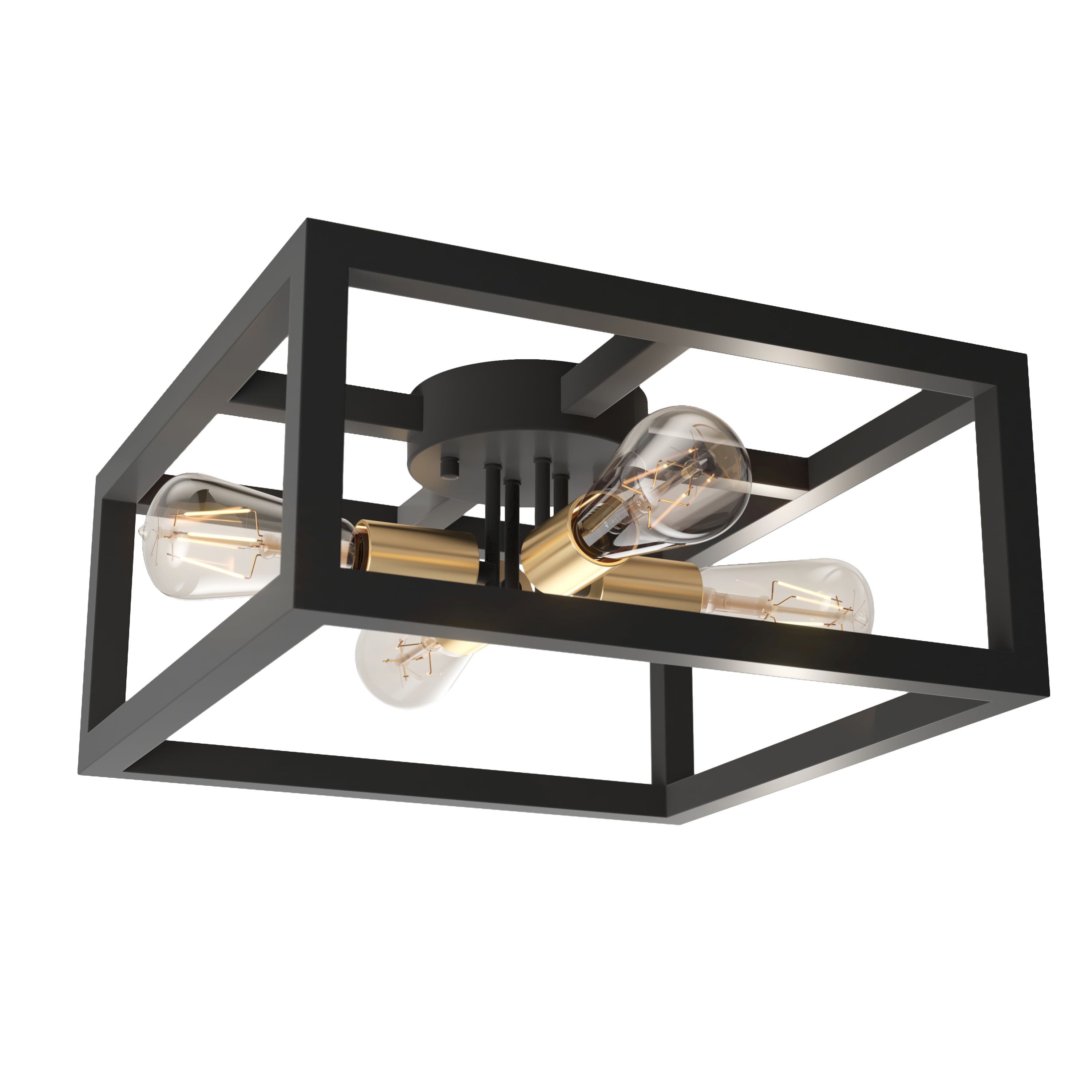 Princeton Black and Gold 4-Light Semi-Flush Mount Ceiling Light