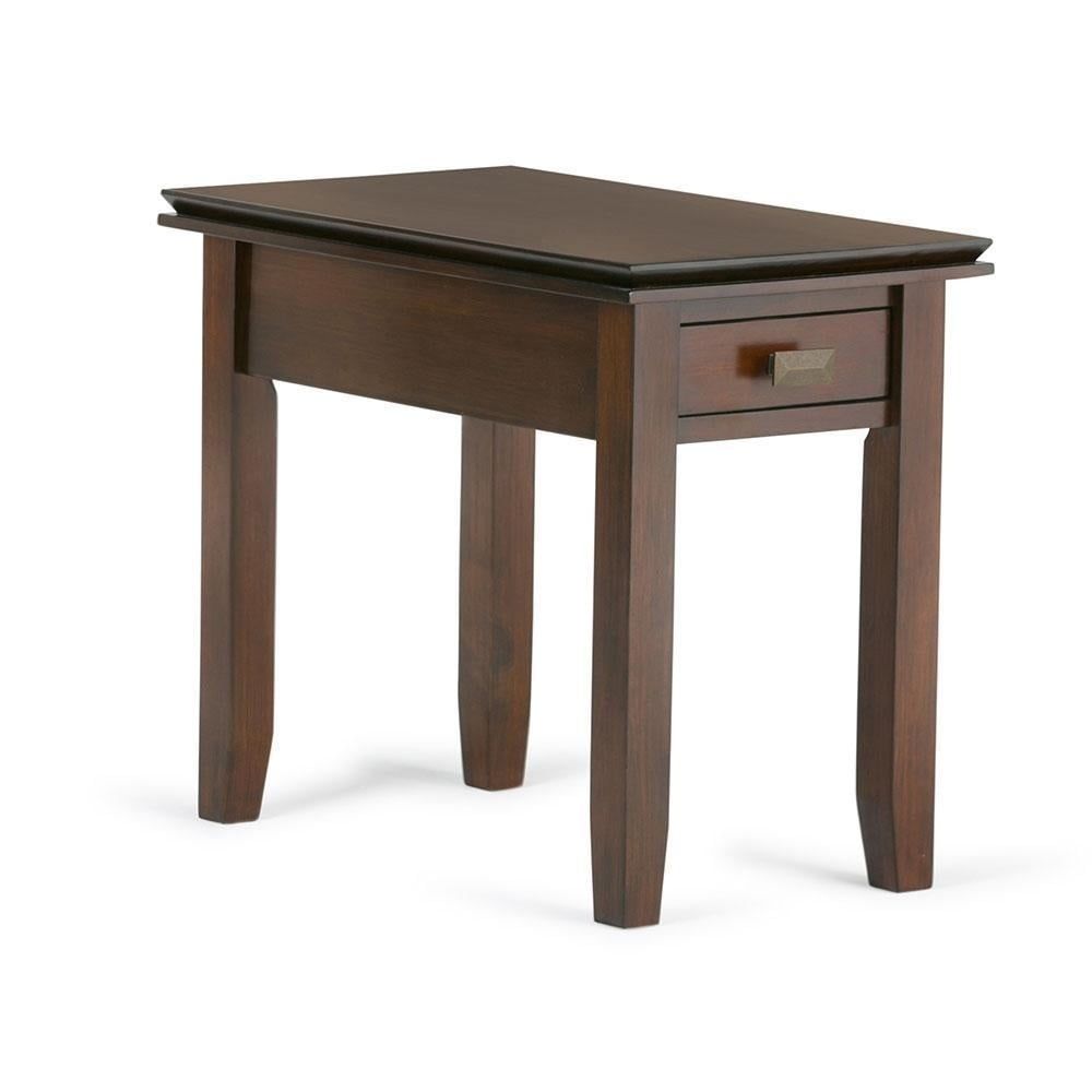 Artisan Russet Brown Wood Narrow End Table with Drawer