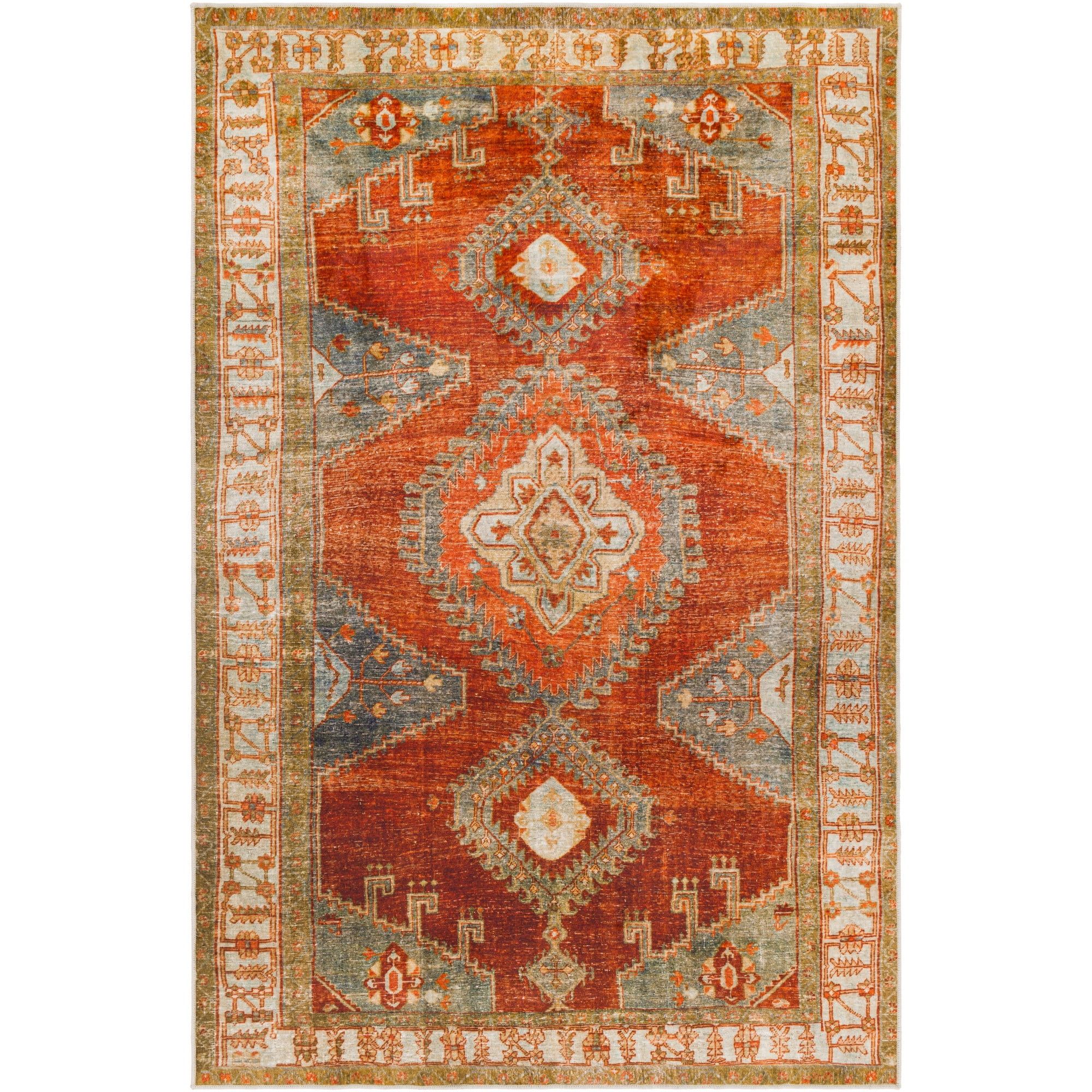 Leupp Oriental Washable Rug in Burnt Orange, 3'6" x 5'6"