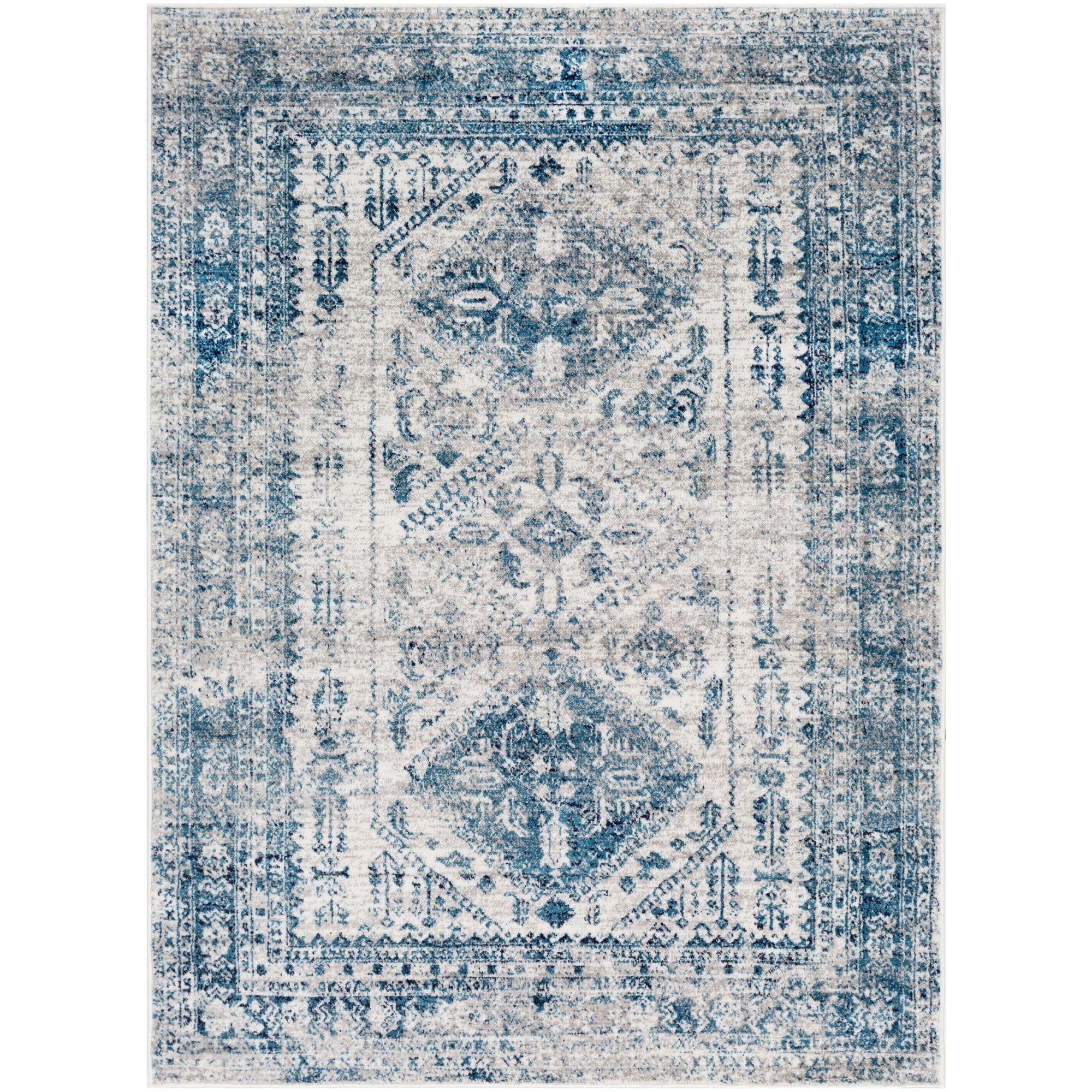 Serenity Skies Handmade Rectangular Blue/White Area Rug, 5'3" x 7'3"