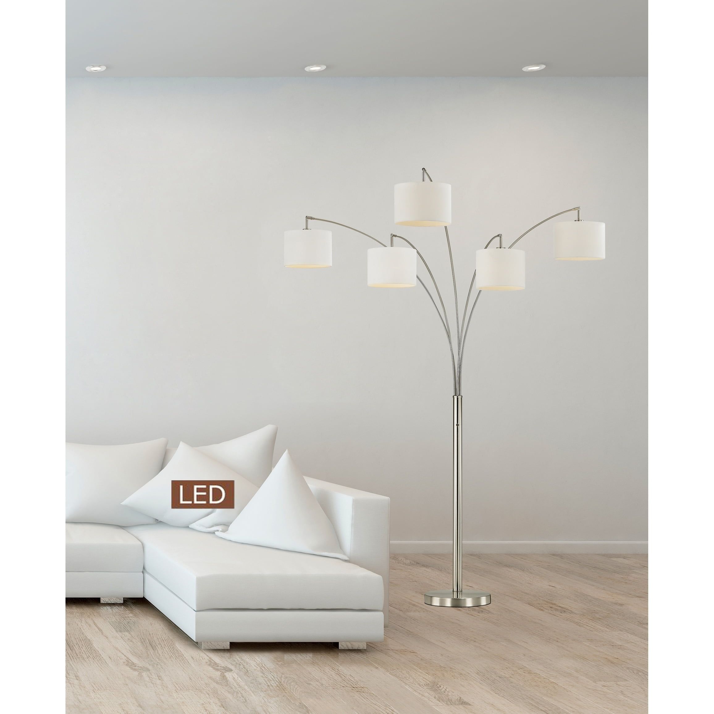 Lucianna Adjustable 83" White Multi-Head LED Arc Floor Lamp with Dimmer