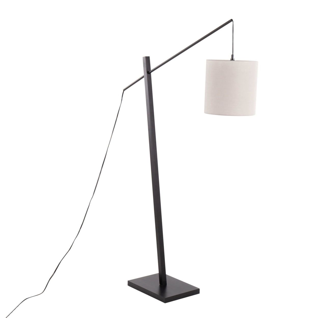 Arturo Black Wood and Steel Floor Lamp with Grey Shade