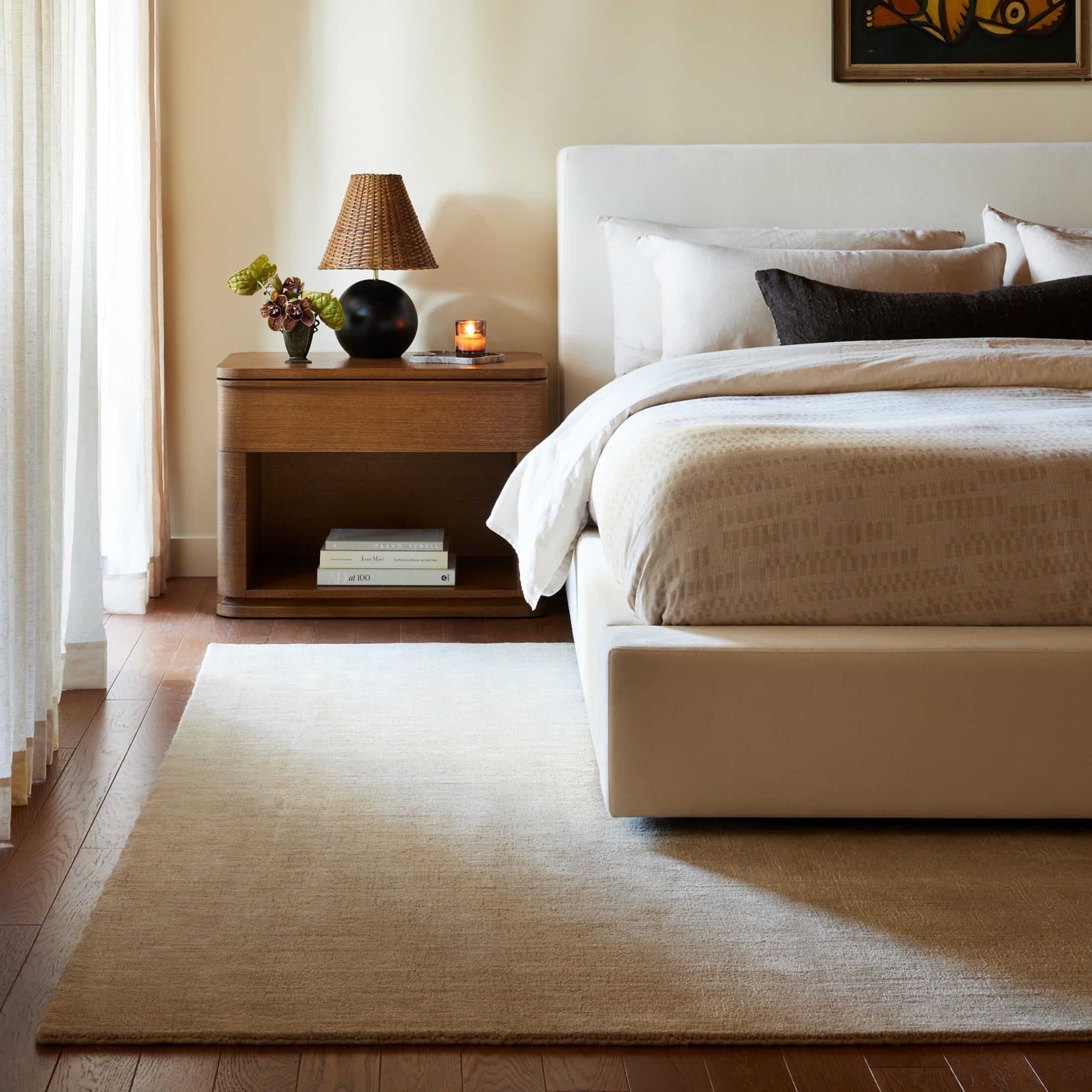 Sand Solid Wool and Viscose Handmade 10' x 14' Area Rug