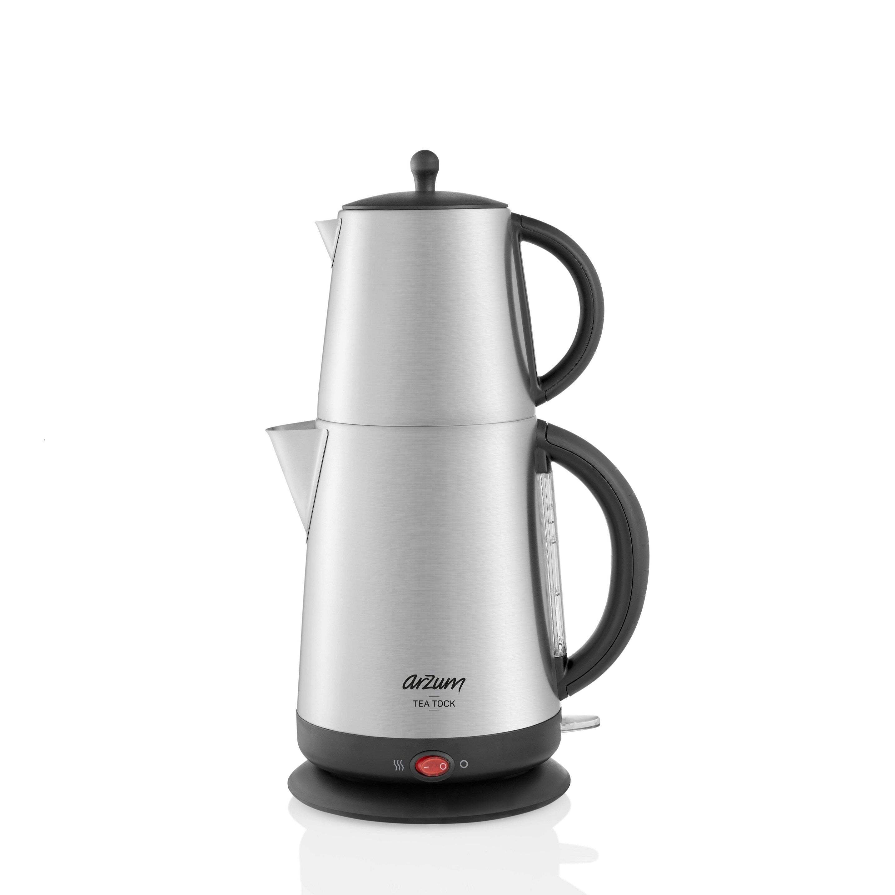 Arzum Silver Stainless Steel Electric Turkish Tea Maker with Infuser