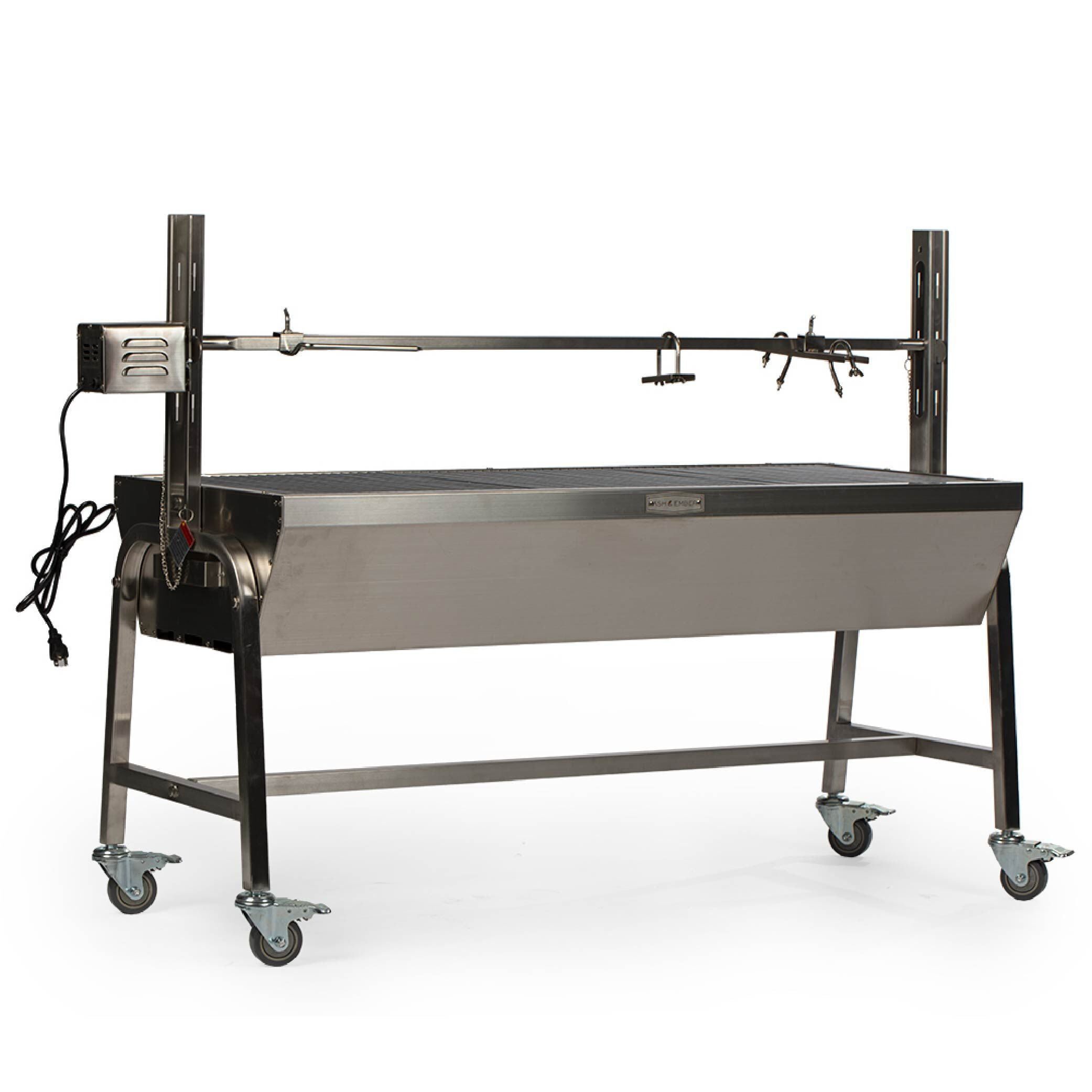 Large Stainless Steel Adjustable Rotisserie Grill with Wheels