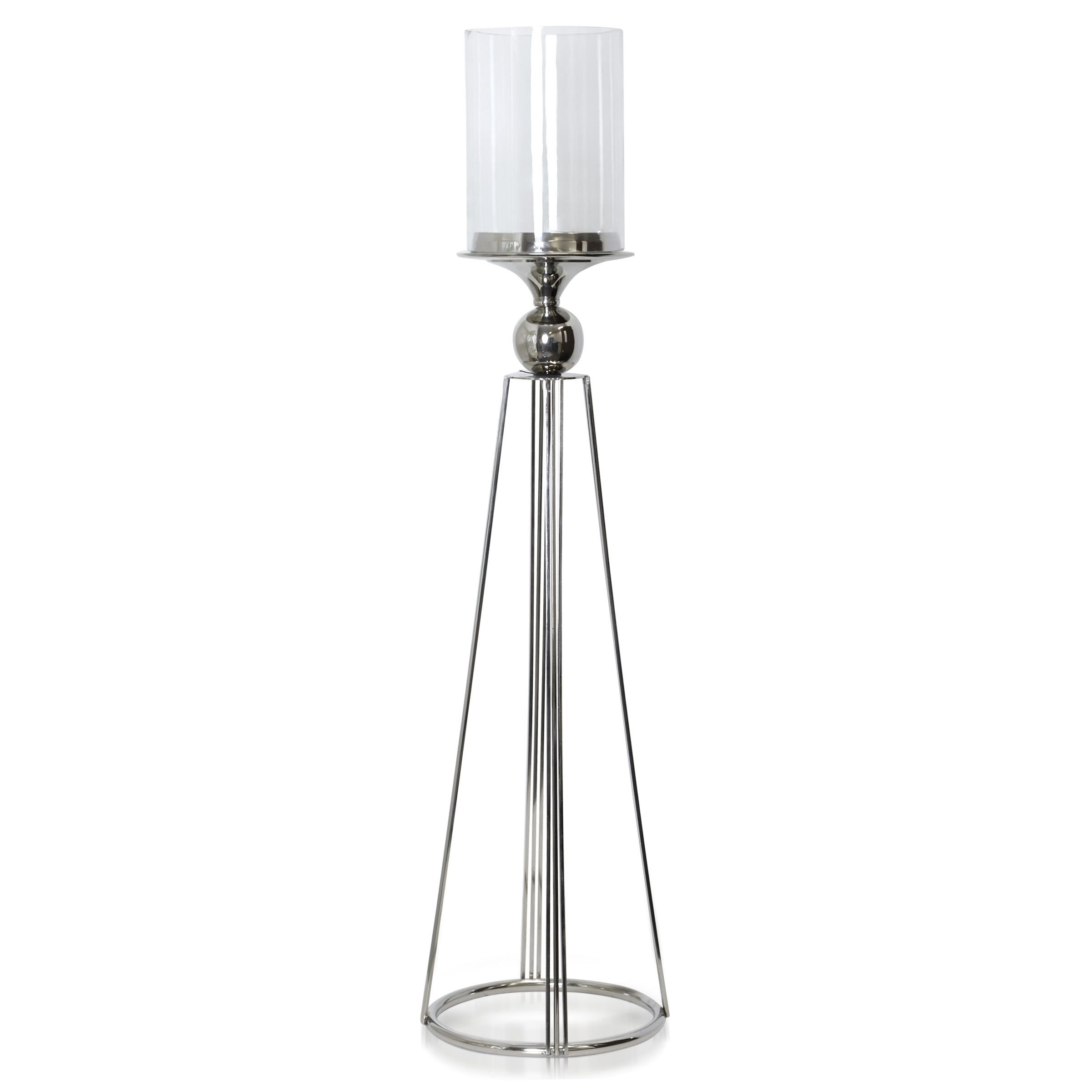 Asha 38" Aluminum and Clear Glass Elegant Candle Holder Stand