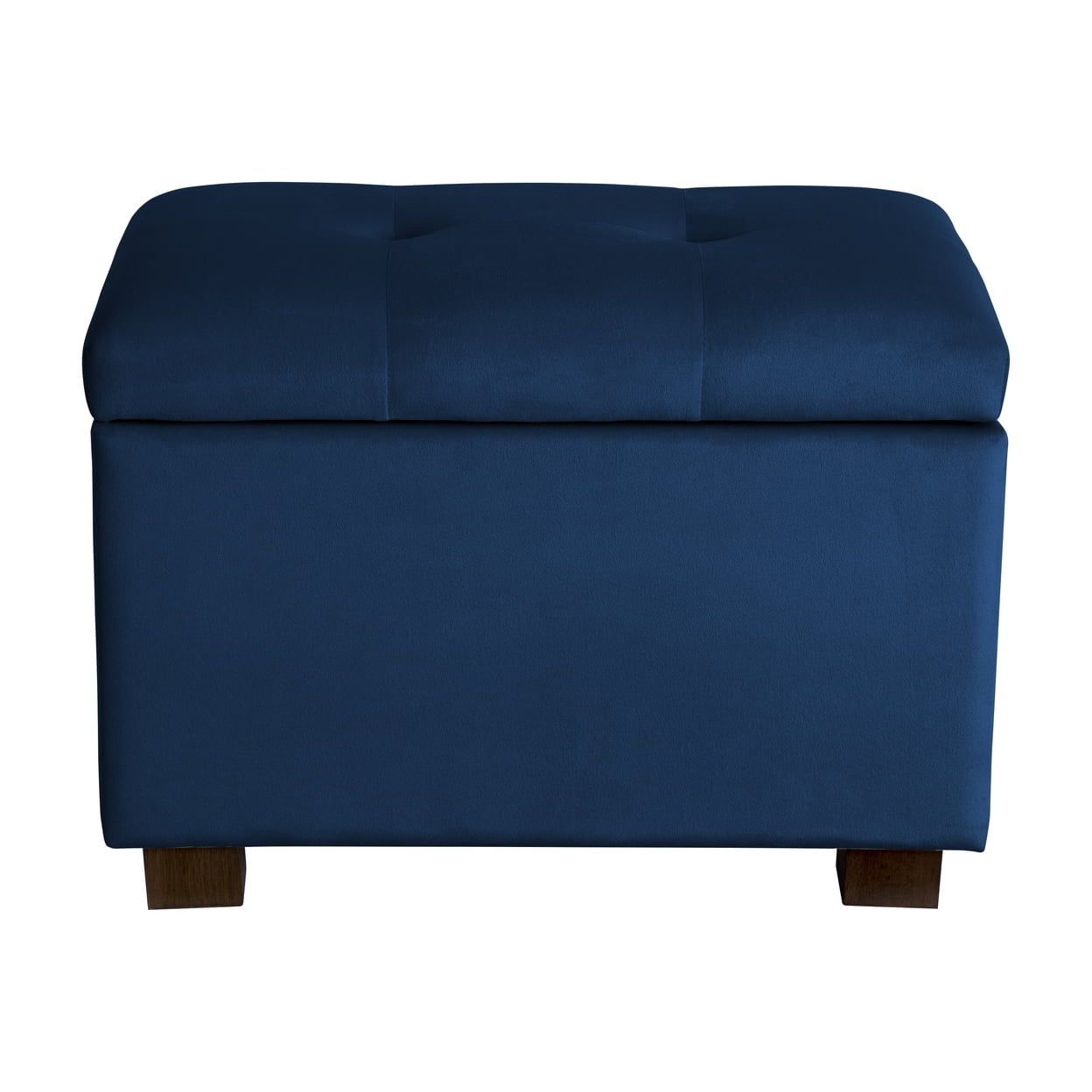 Navy Blue Tufted Velvet Compact Storage Ottoman