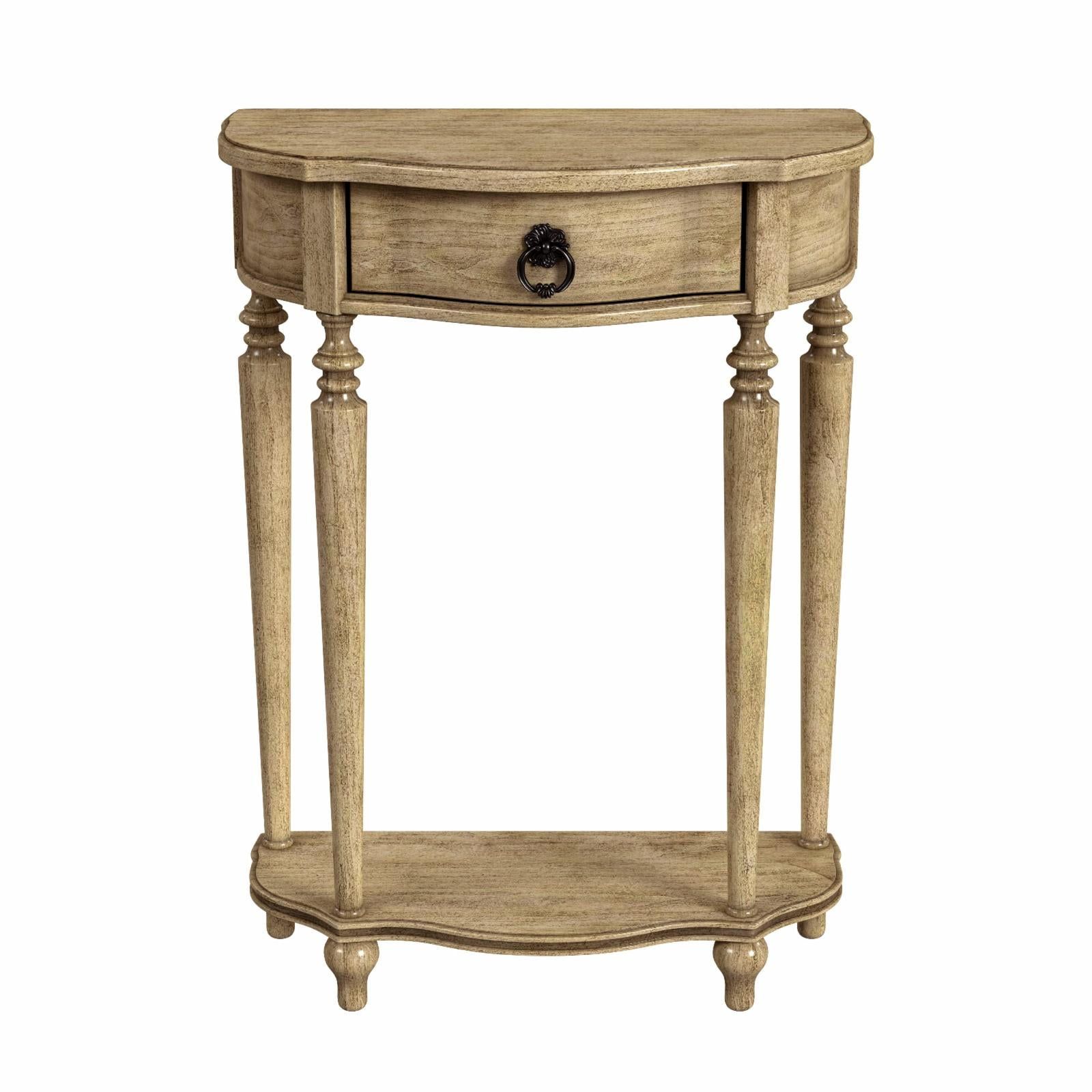 Ashby Antique Beige Demilune Console Table with Storage