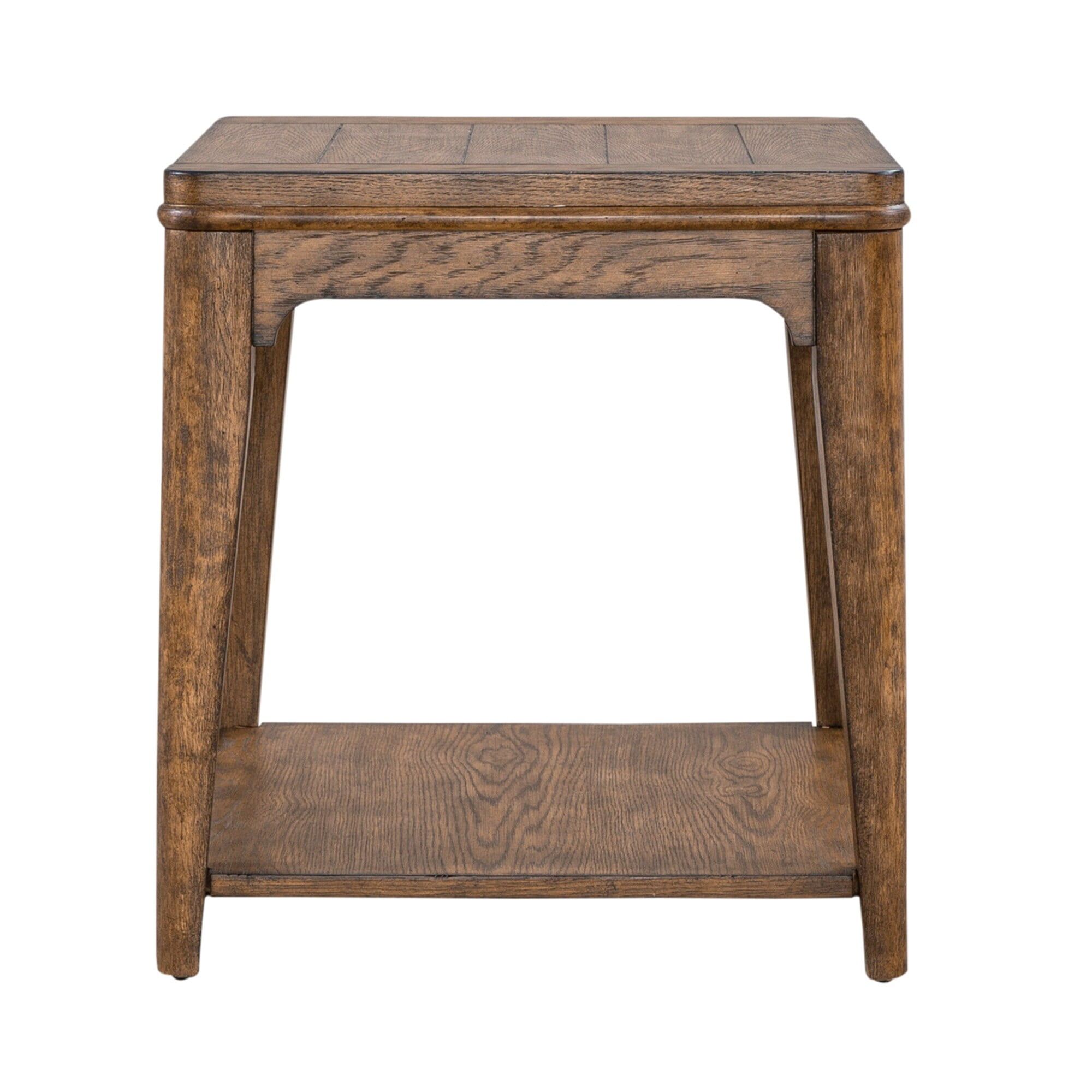 Ashford Sienna Brown Planked Wood Rectangular End Table