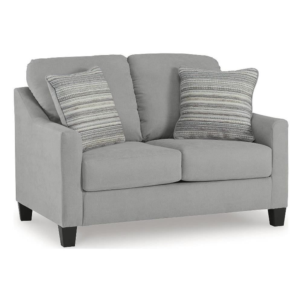 Gray Velvet Loveseat with Removable Cushions