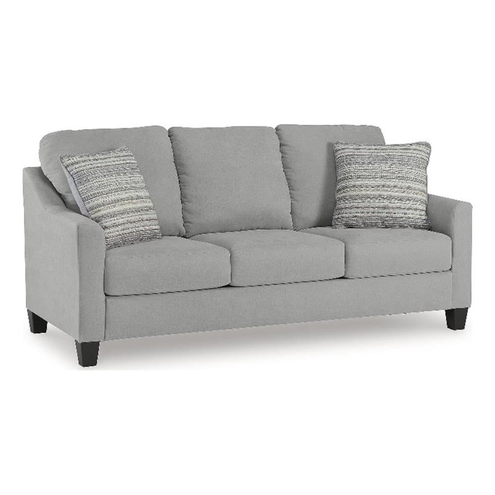 Gray Velvet Tufted Stationary Sofa with Removable Cushions