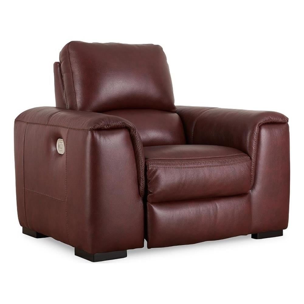 Garnet Leather Power Recliner with Adjustable Headrest