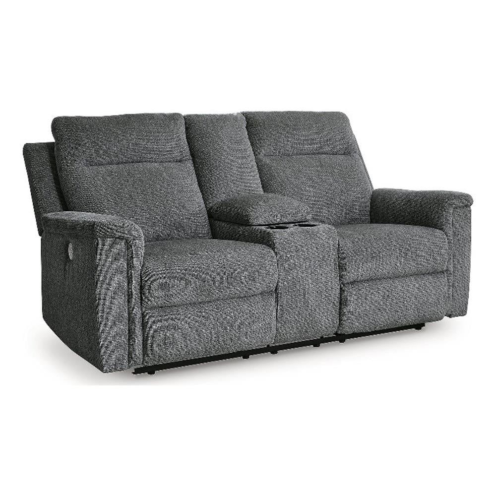 Signature Design by Ashley Barnsana Power Reclining Loveseat with Console, 75" W x 41" D x 40" H, Gray