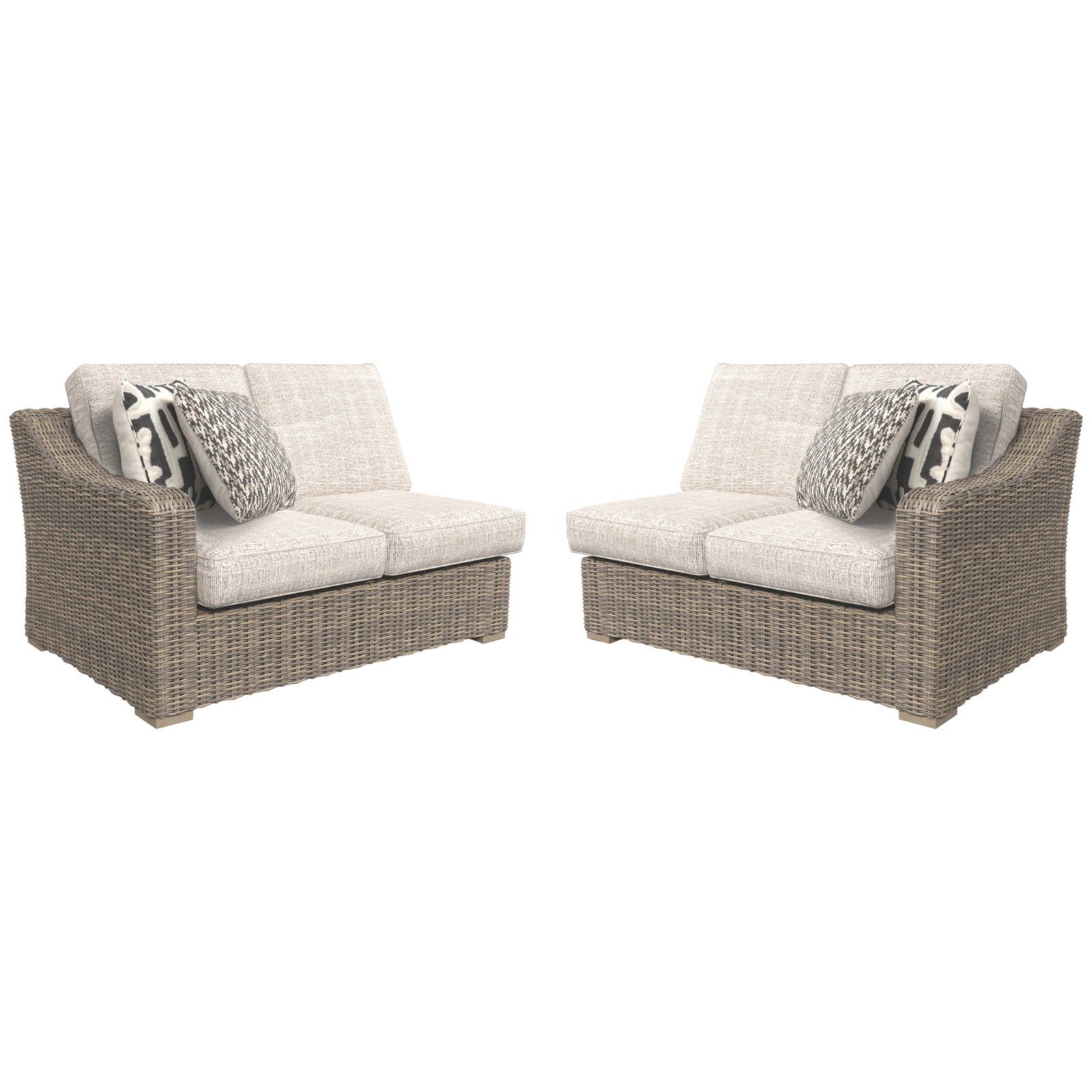 Beachcroft Beige Wicker Outdoor Sectional with Cushions