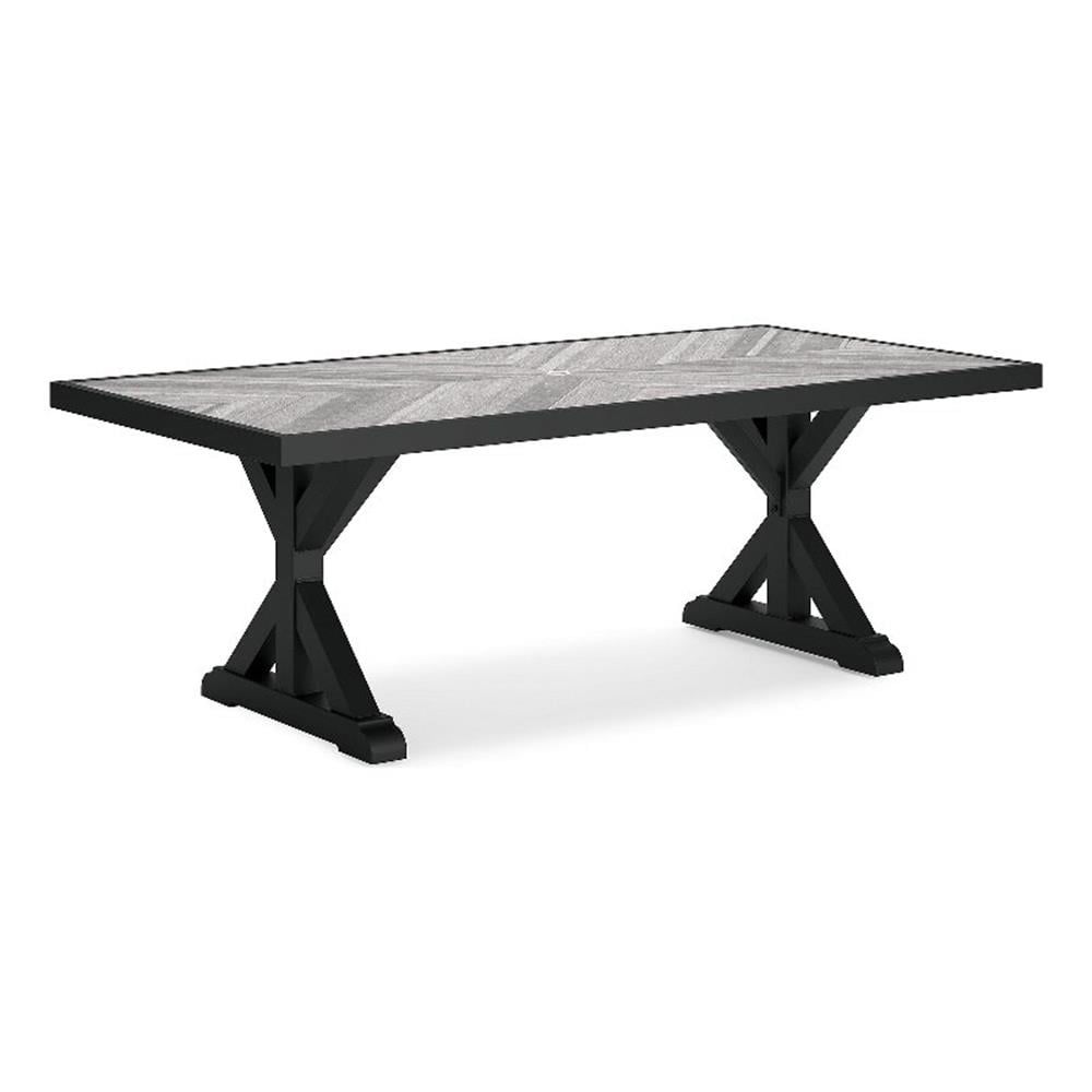 Signature Design by Ashley Beachcroft Outdoor Dining Table, 84" W x 42" D x 29" H, Black