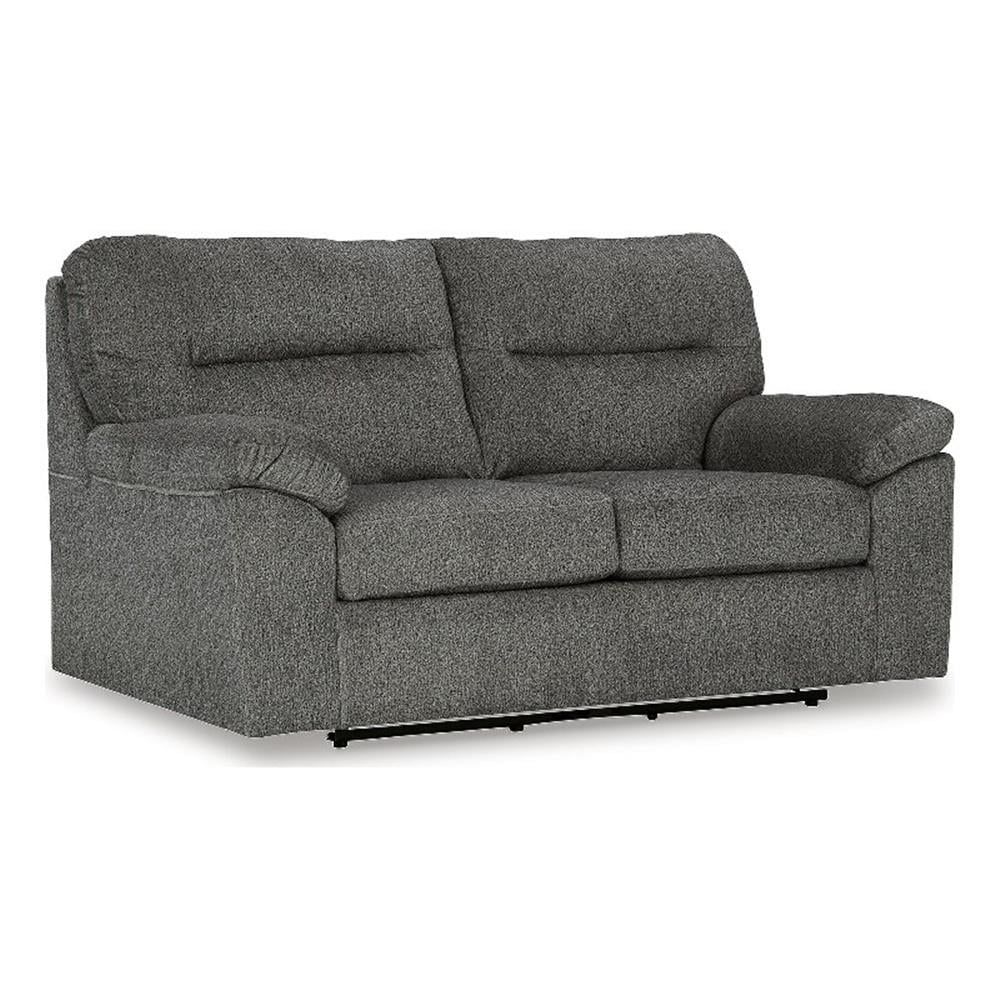 Gray Fabric Glider Loveseat with Removable Cushions