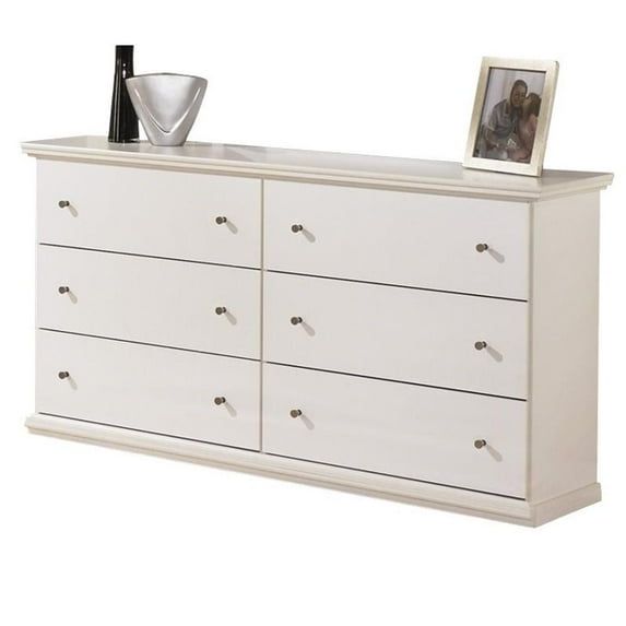 White 6-Drawer Cottage Style Double Dresser