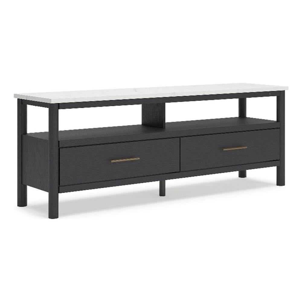 Cadmori 72" Black and White Faux Marble TV Stand