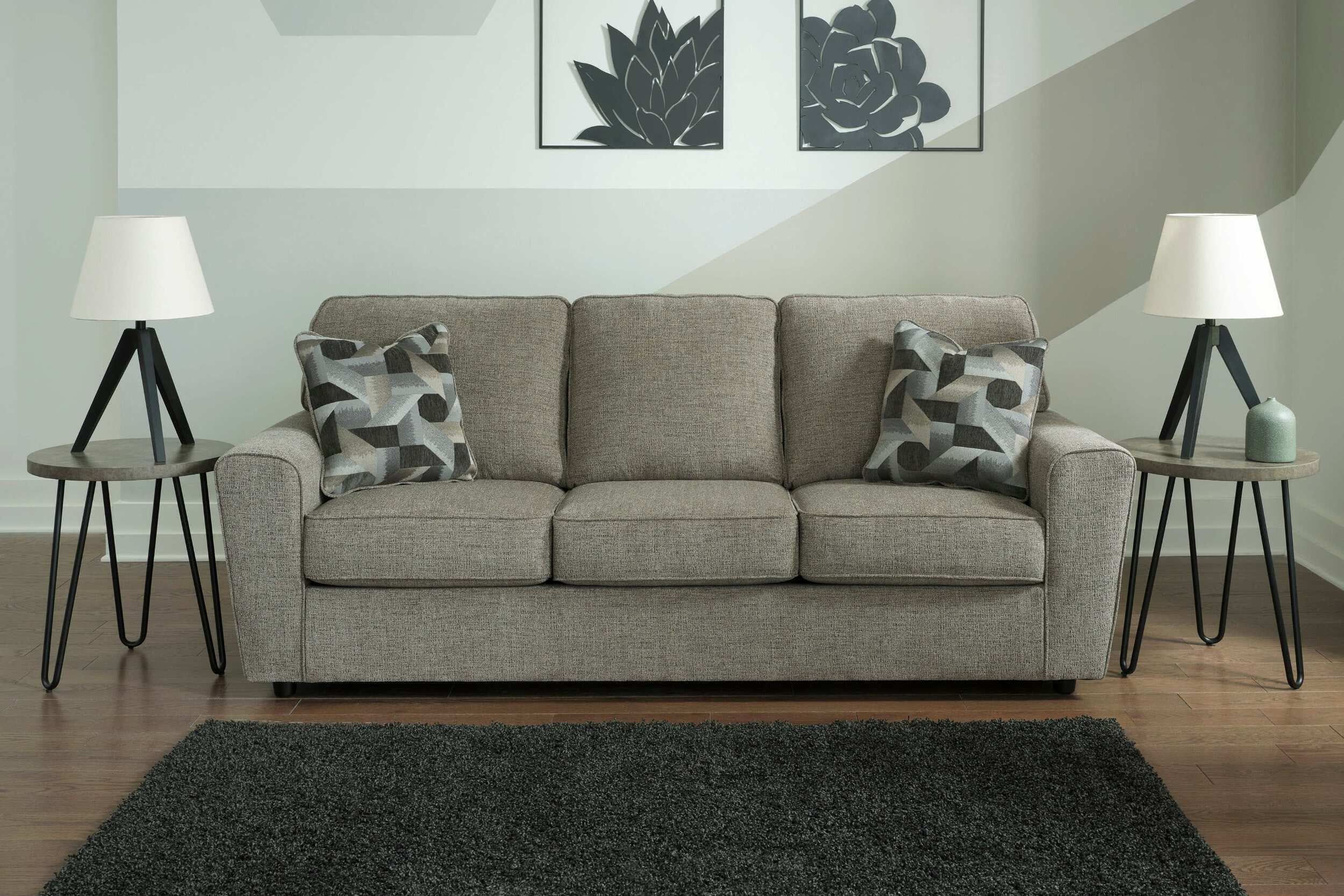 Light Gray Polyester and Wood Stationary Sofa