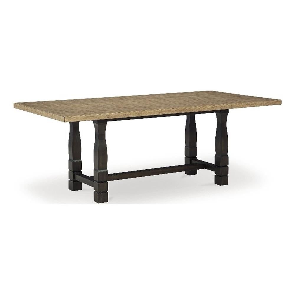 Charterton Rectangular Reclaimed Wood Dining Table, Dark and Light Brown