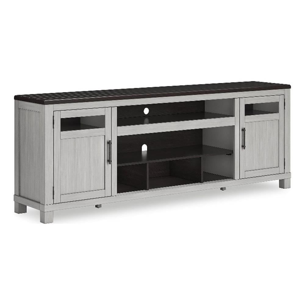 Gray and Brown 88" TV Stand with Cabinets and Fireplace Option