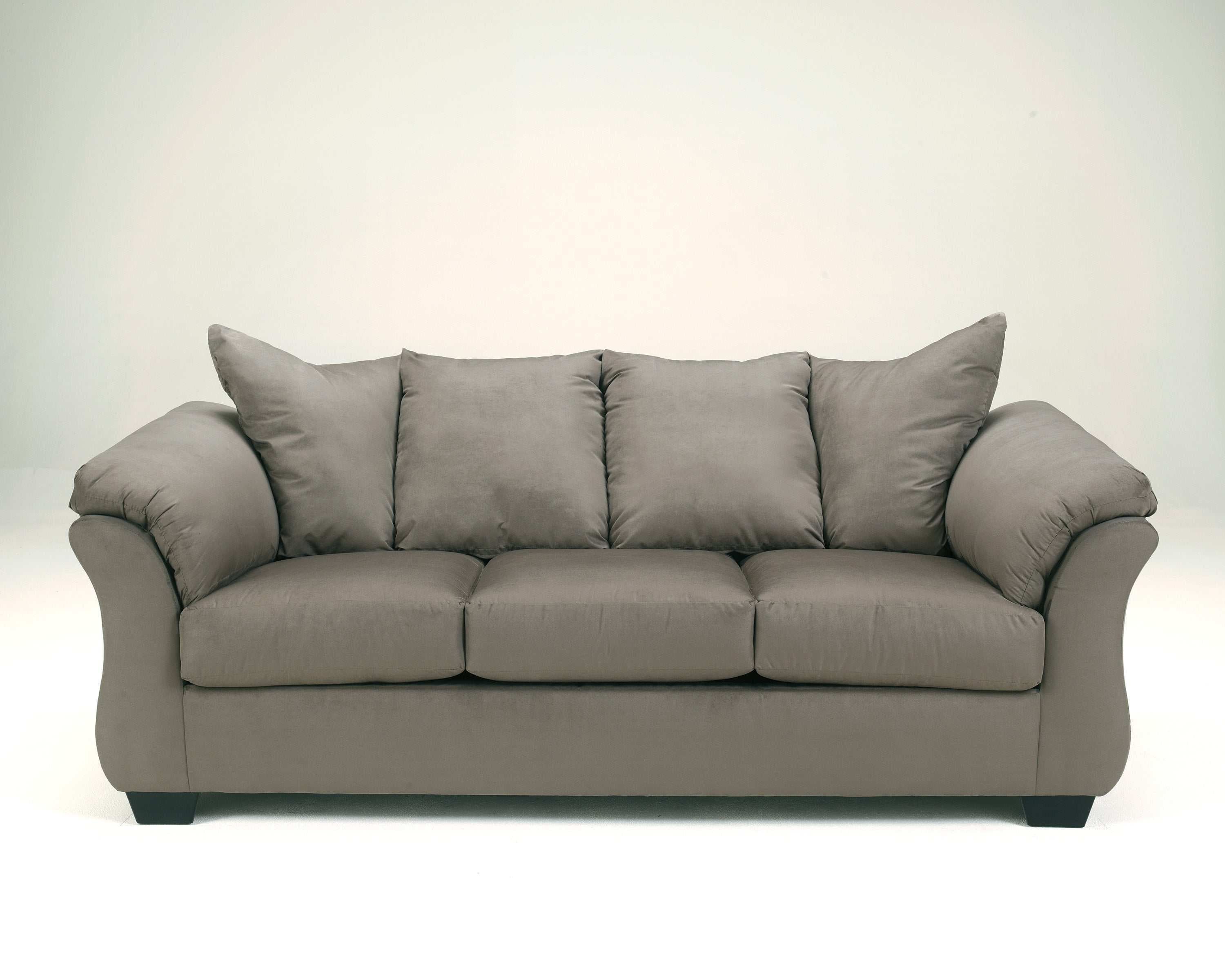 Darcy Cobblestone Gray Fabric Sofa with Flared Arms