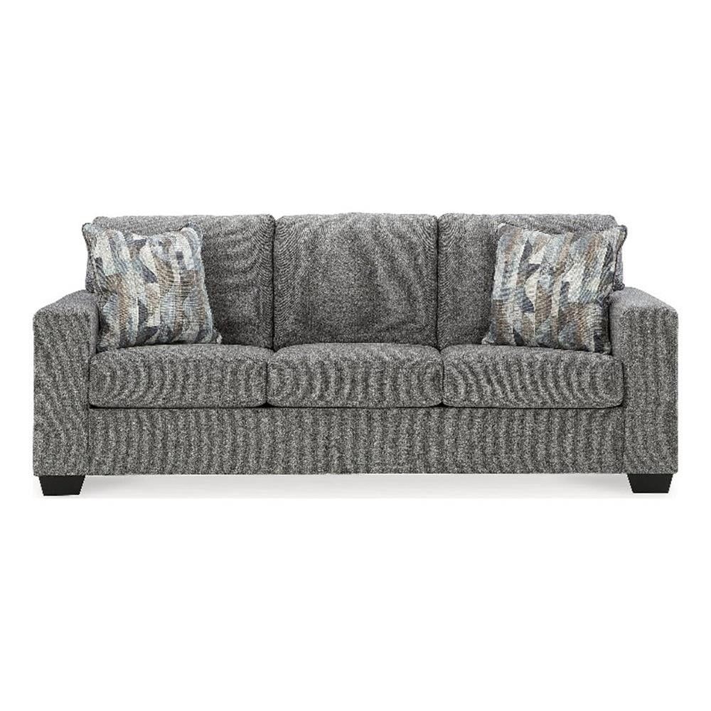 Deltona Graphite Gray Fabric Sofa with Track Arms