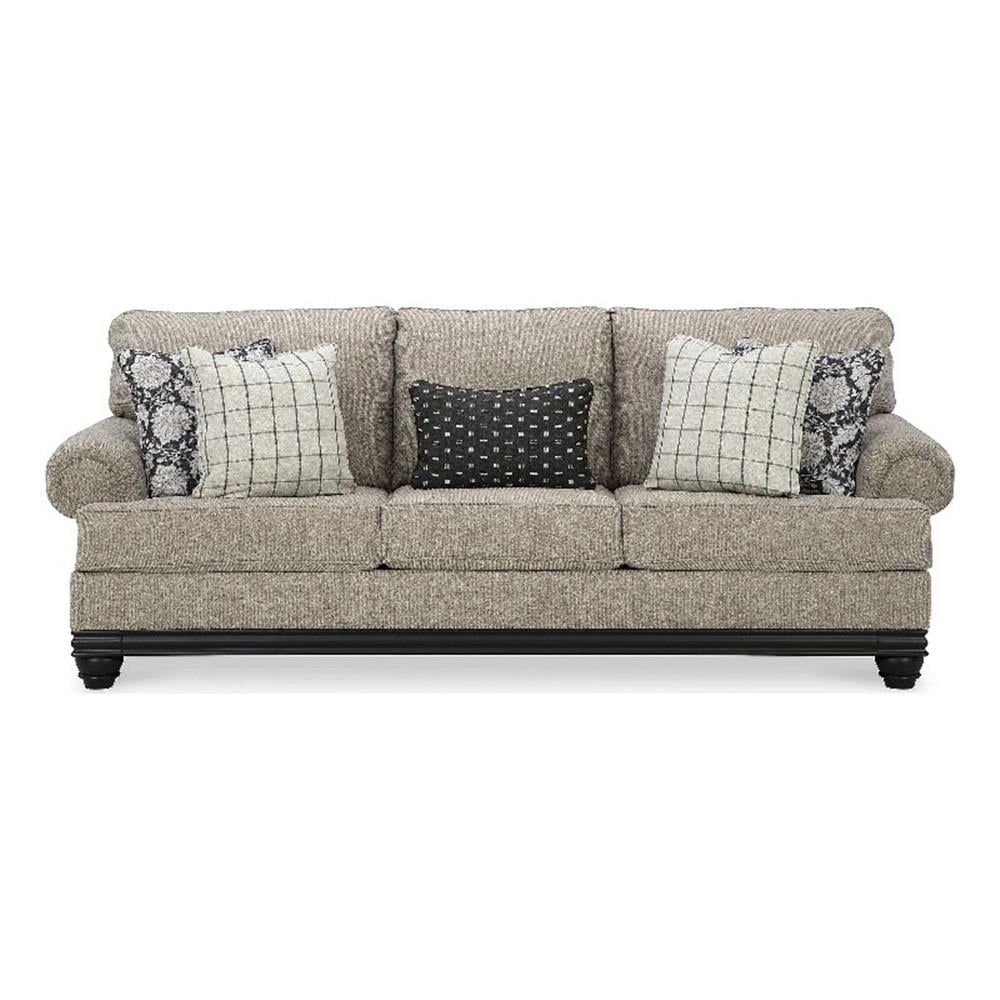 Elbiani Gray Fabric and Wood Traditional Sofa with Pillow Back