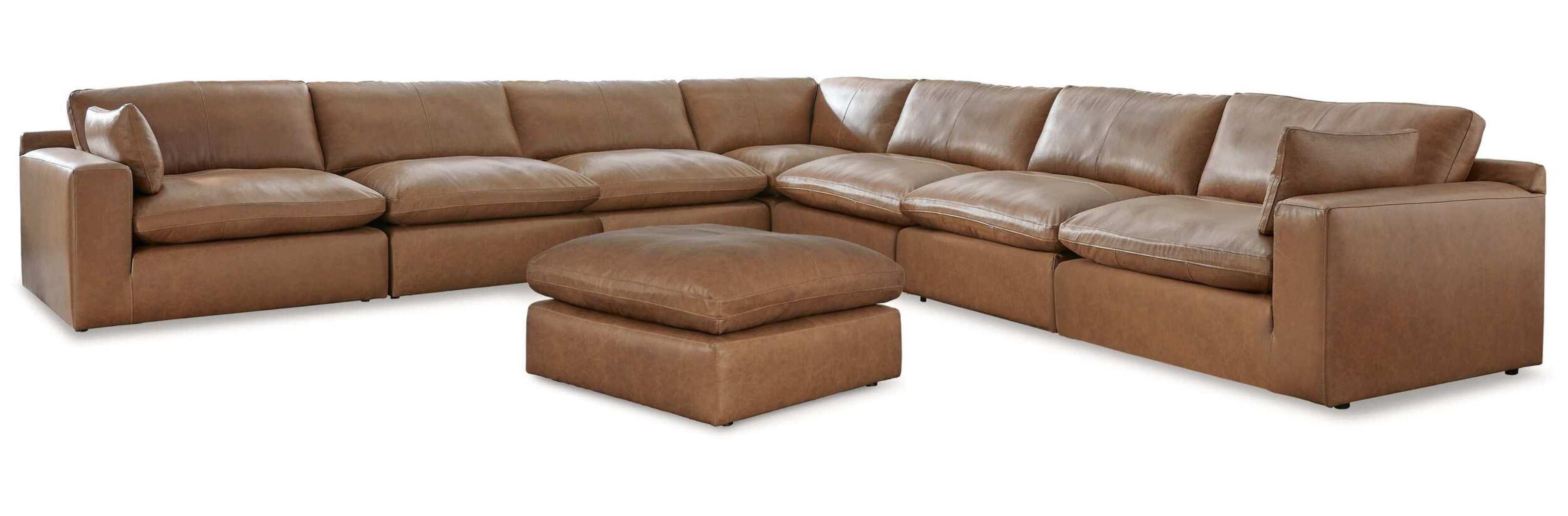 Emilia Caramel Brown Leather Oversized Ottoman