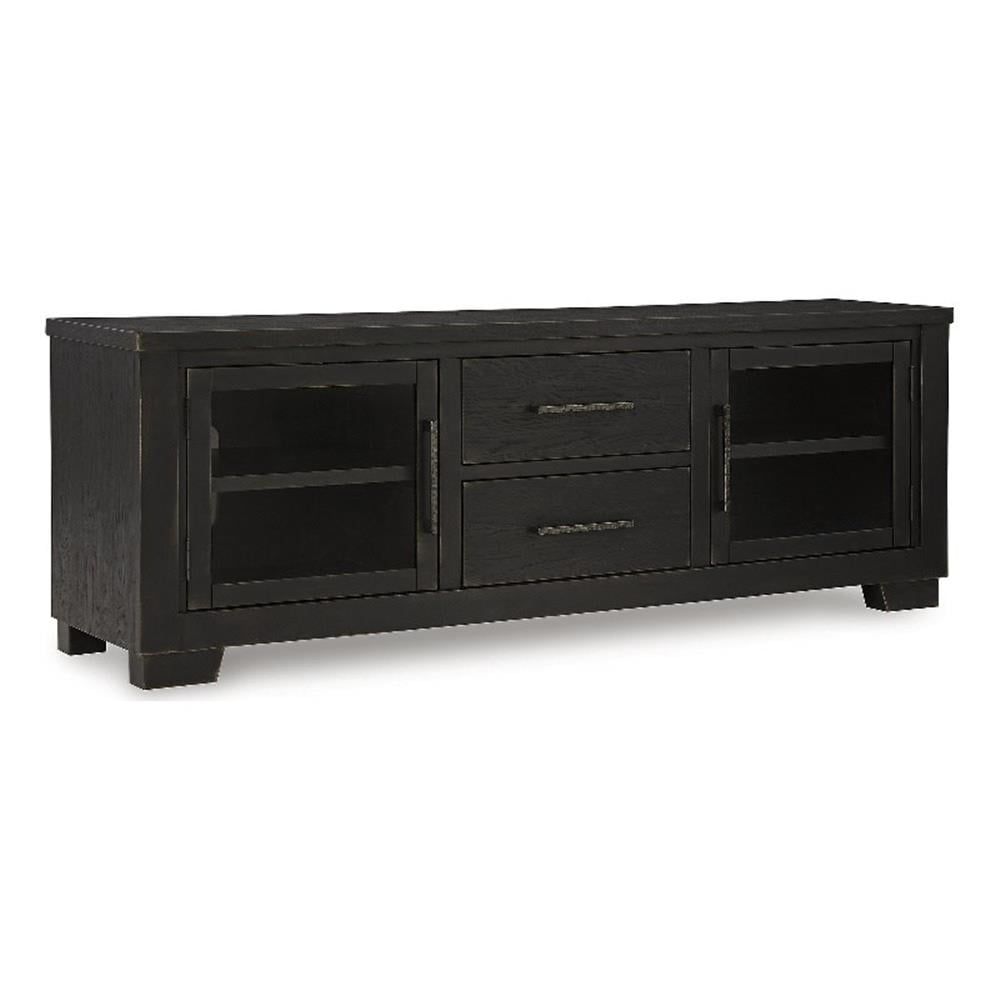 Black Contemporary TV Stand with Cabinet and Drawers