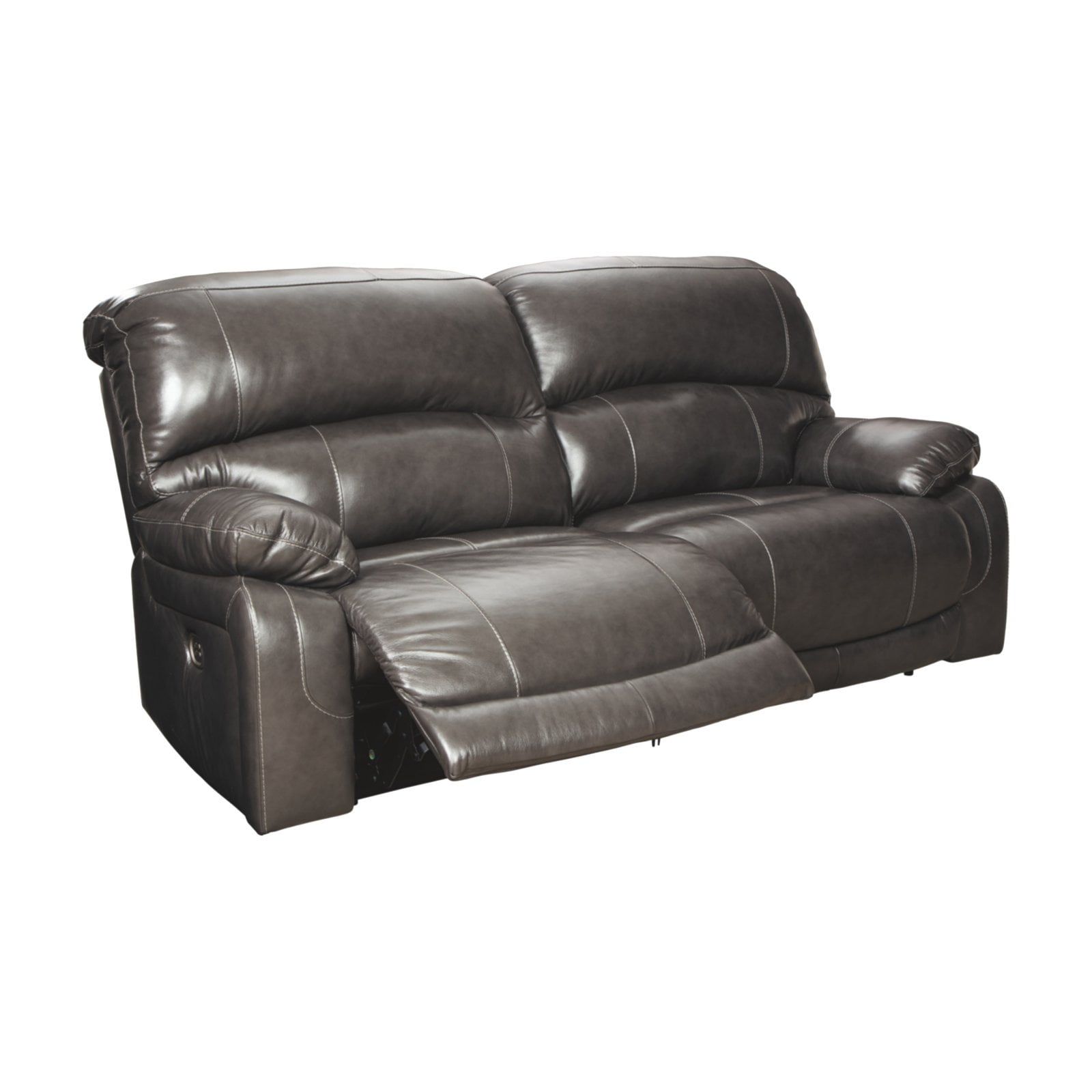 Gray Faux Leather Power Reclining Sofa with Pillow-top Arms