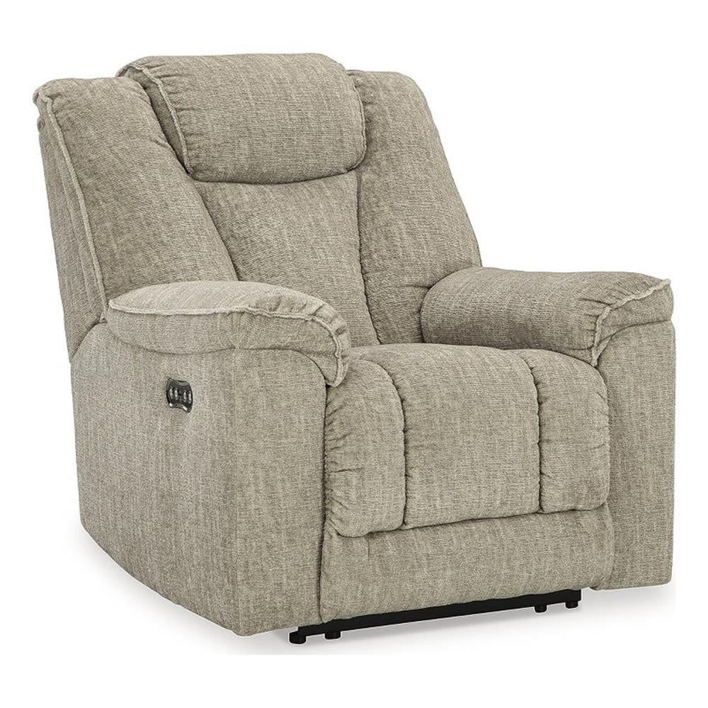 Stone Gray Velvet Power Recliner with Metal Frame