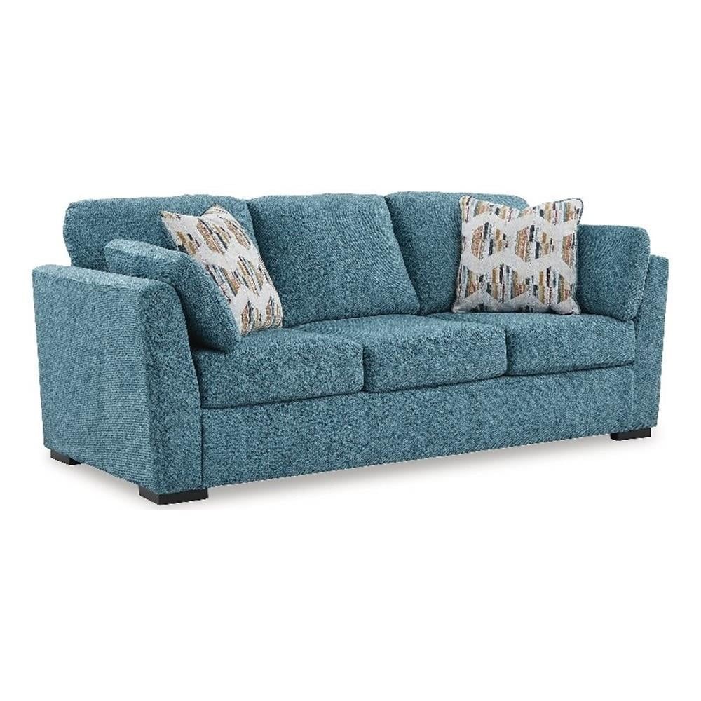 Teal Fabric Queen Memory Foam Sectional Sofa with Flared Arms