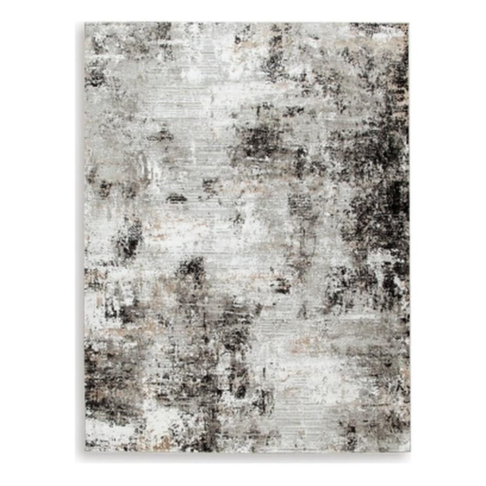 Langwell 10' x 14' Black and Gray Abstract Synthetic Rug