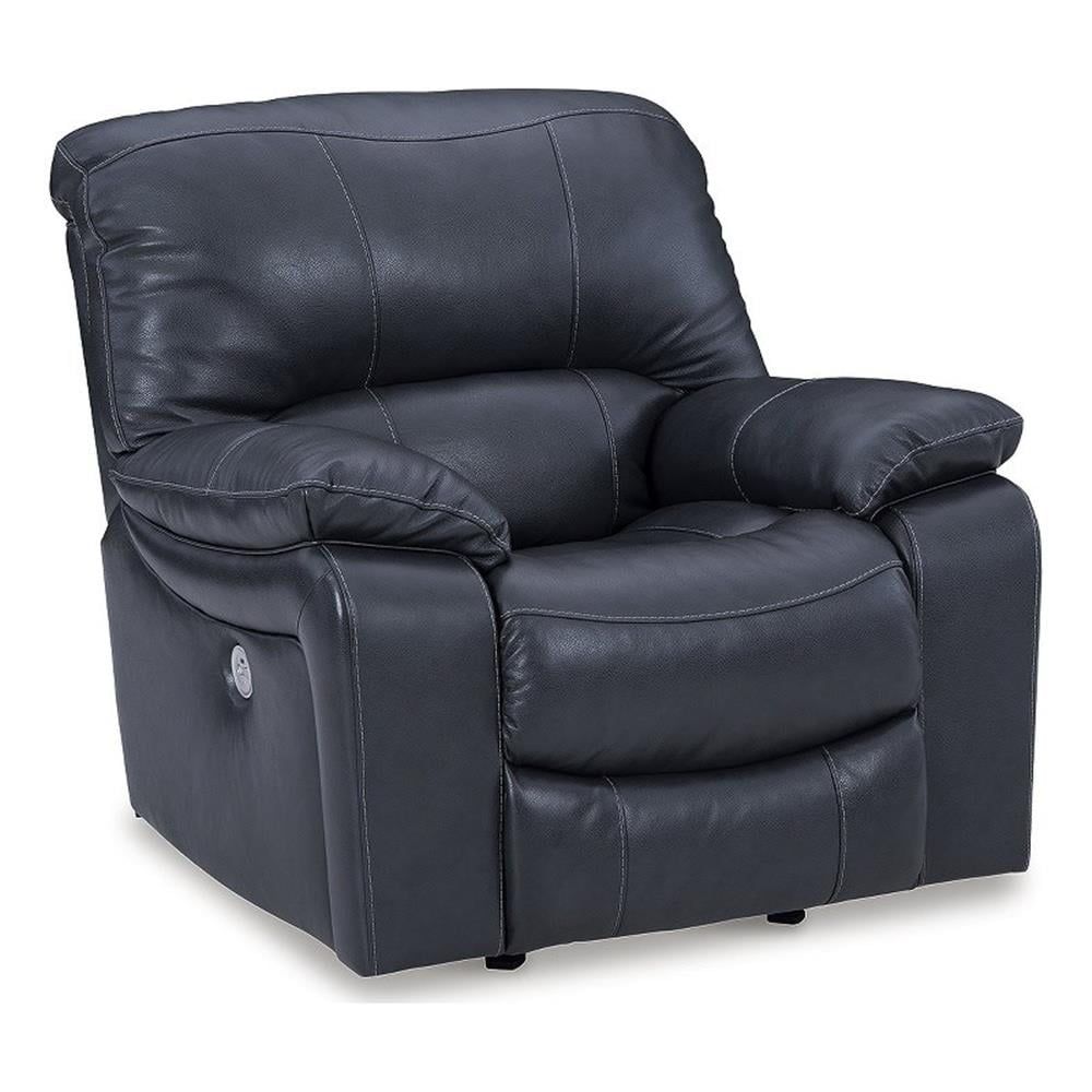 Noir Leather and Metal Power Recliner with USB Charging