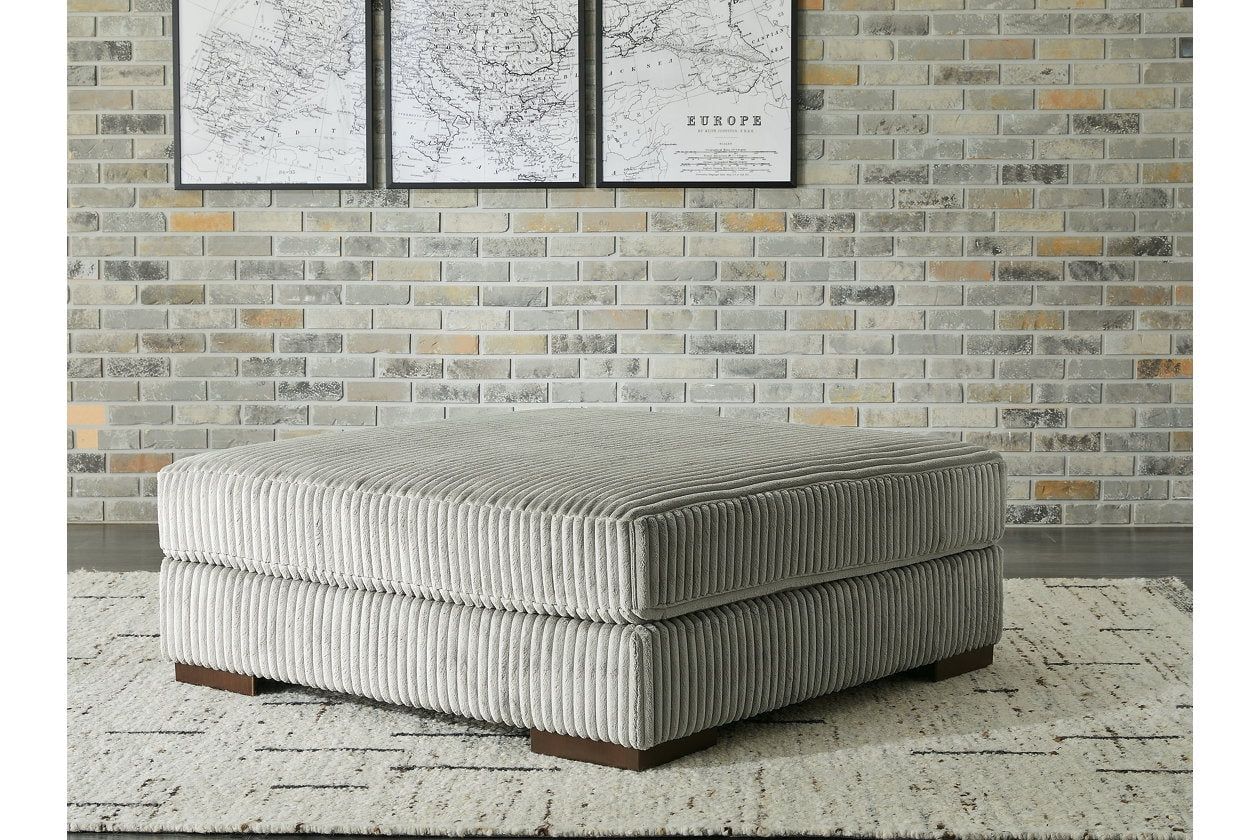 Gray Corduroy Oversized Square Accent Ottoman