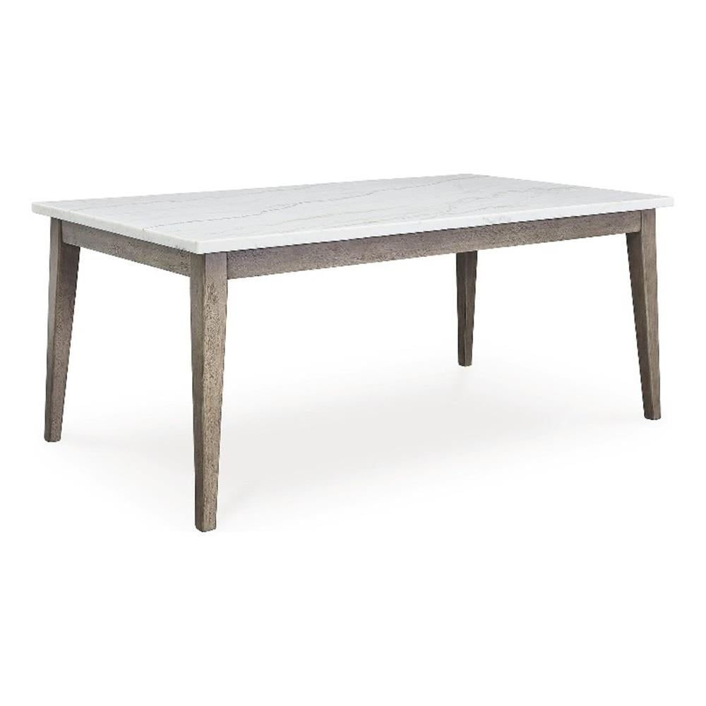 Grayish Brown and White Marble Rectangular Dining Table