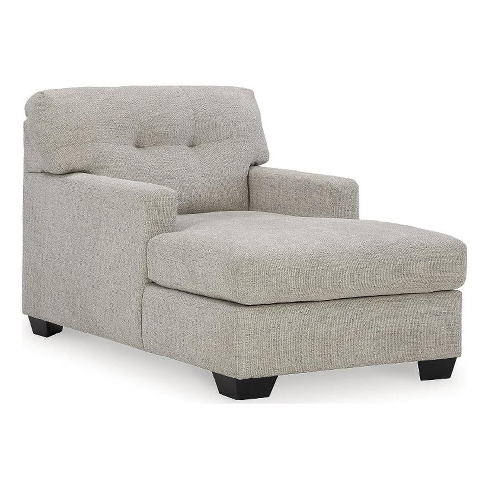 Gray Pebble Tufted Back Stationary Chaise Sofa