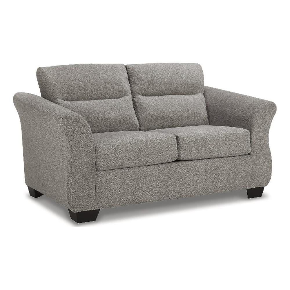 Gray Tufted Microfiber Flared Arm Loveseat